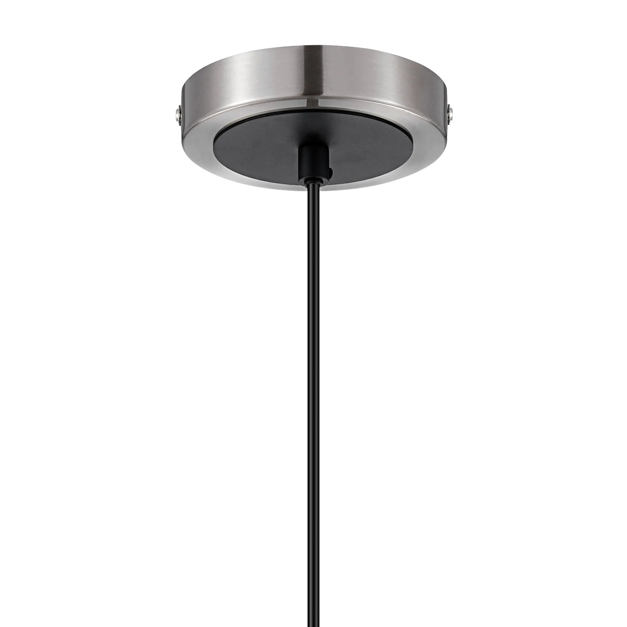 Sycamore Pendant with 15cm Round Textured Melting Glass Shade - Satin Nickel, Clear & Satin Black