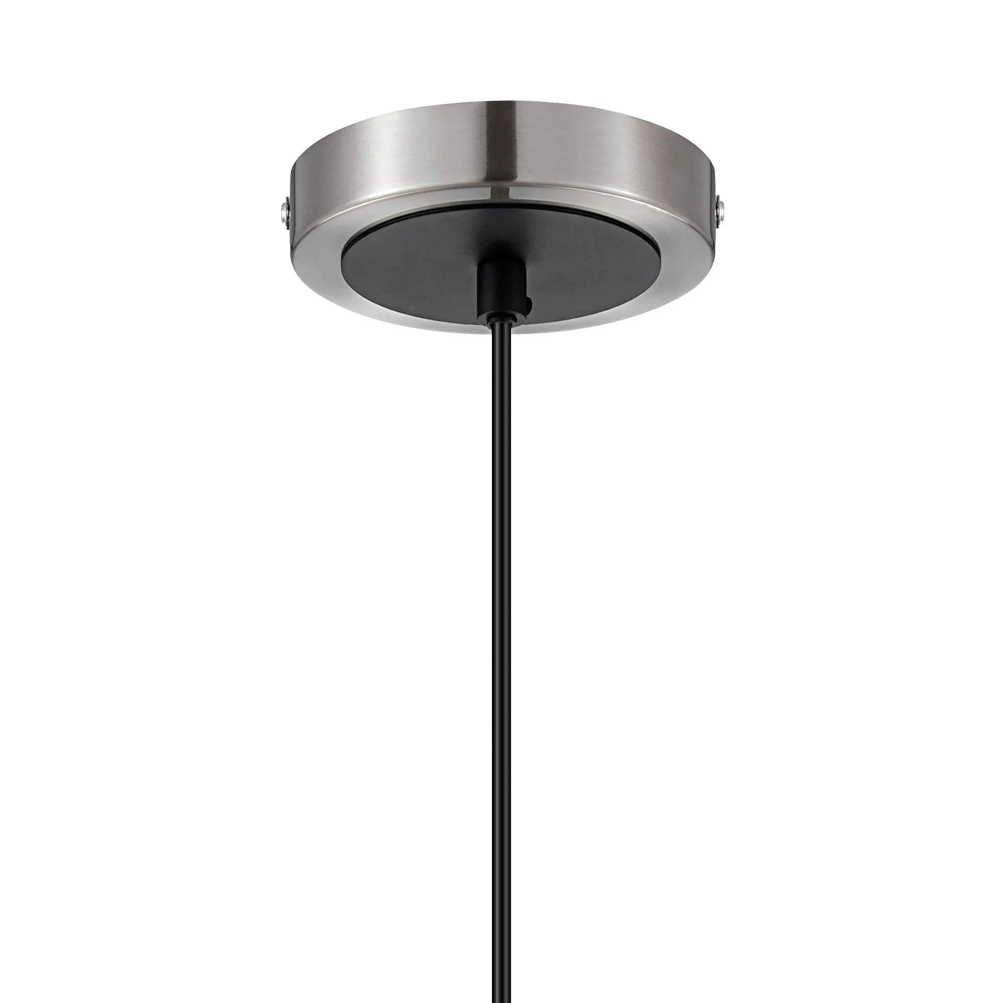 Sycamore Pendant with 15cm Round Segment Glass Shade - Satin Nickel, Clear & Satin Black