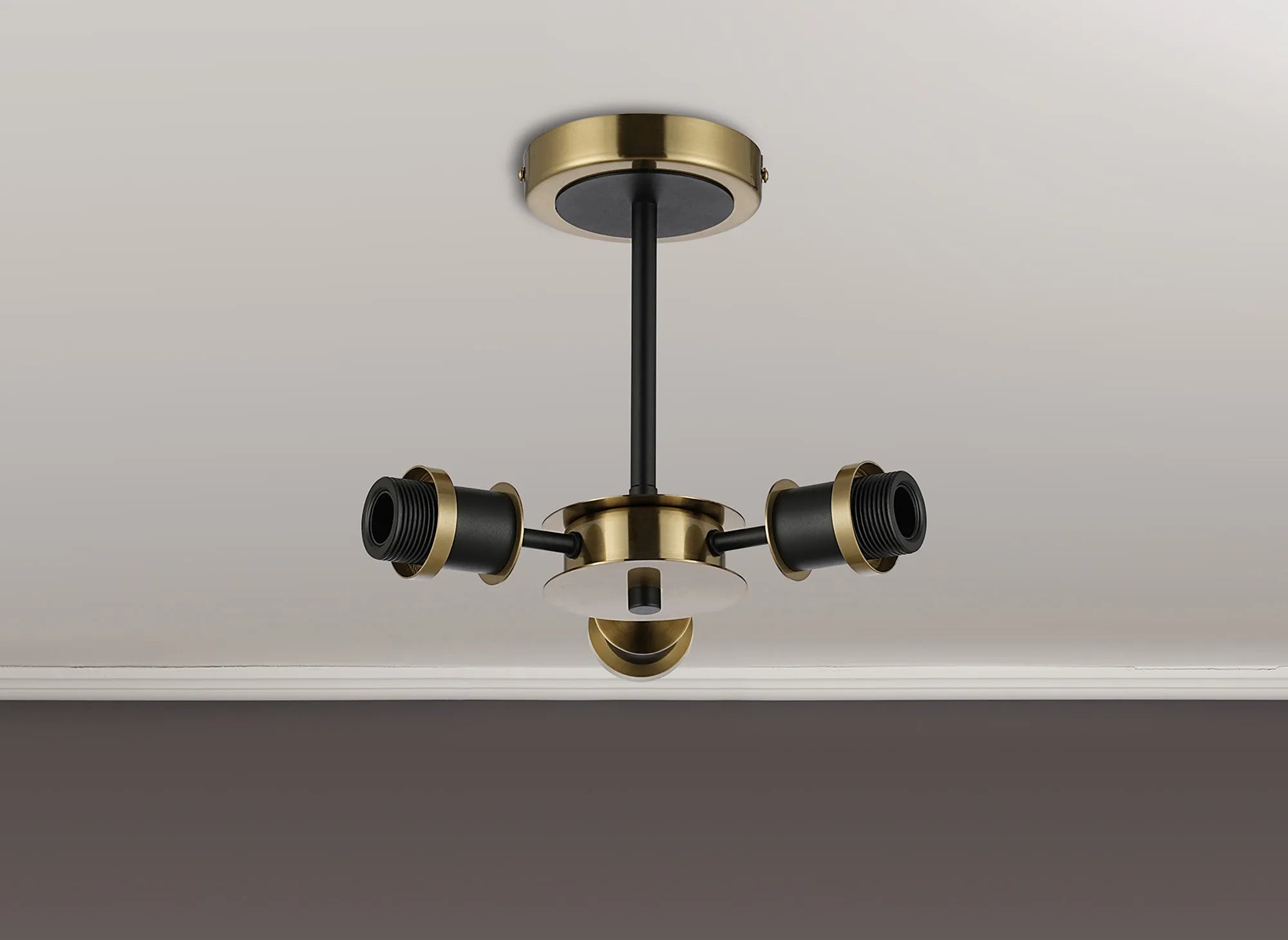 Sycamore Semi Ceiling 3 Light - Brass & Satin Black
