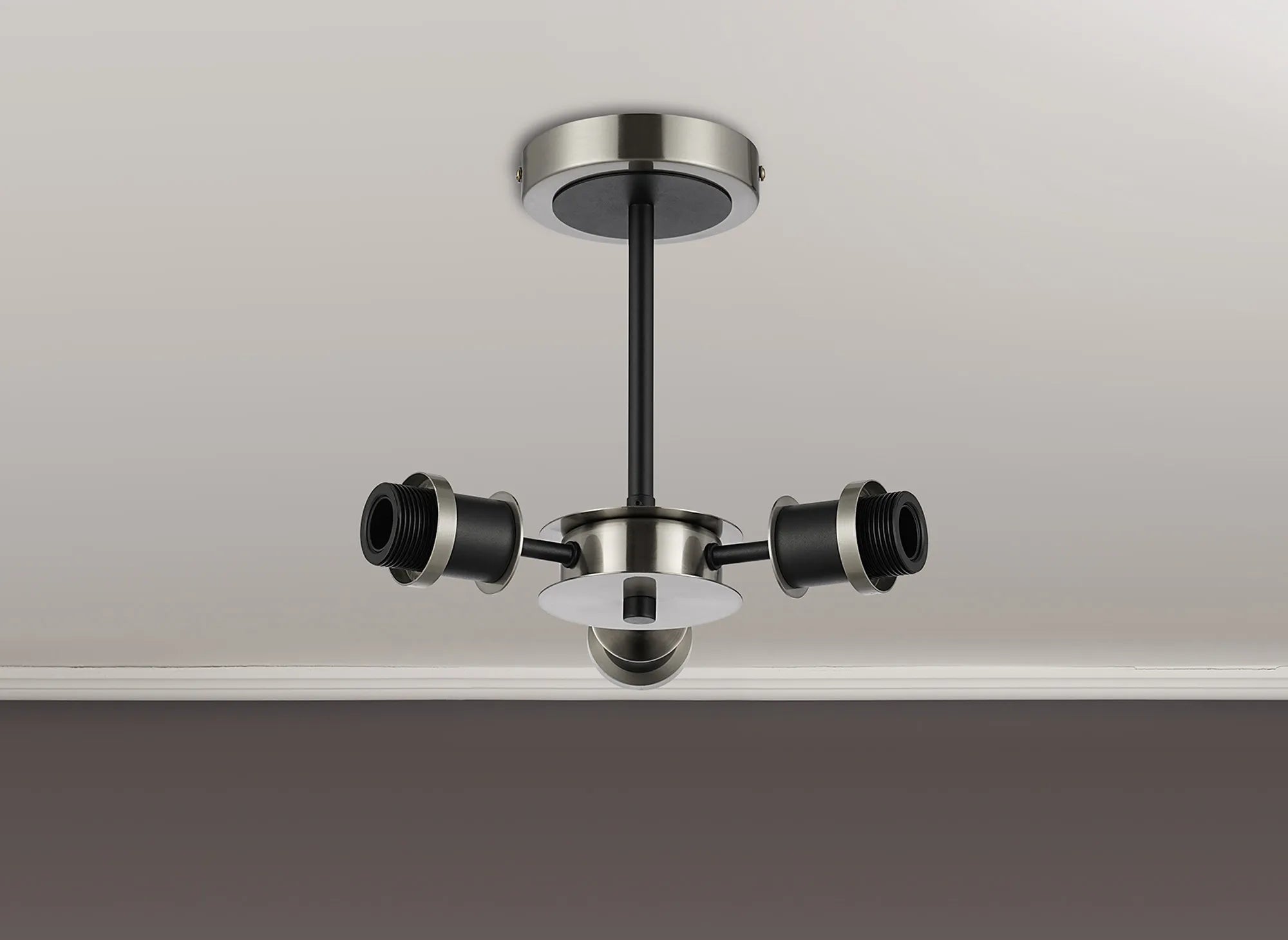 Sycamore Semi Ceiling 3 Light Satin Nickel & Satin Black