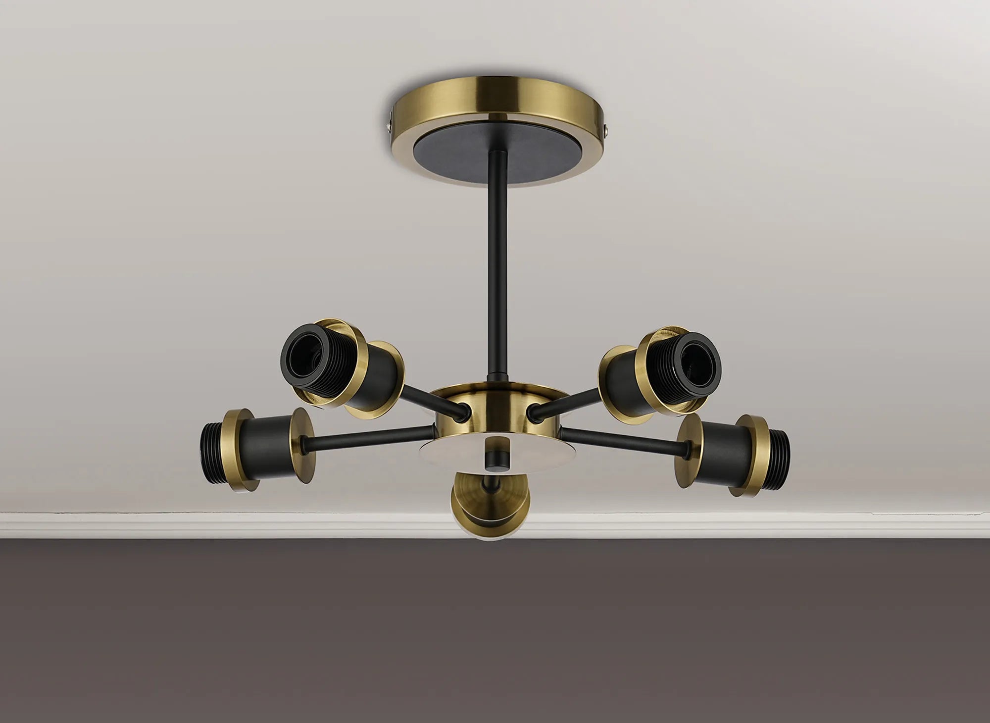 Sycamore Semi Ceiling 5 Light Brass & Satin Black