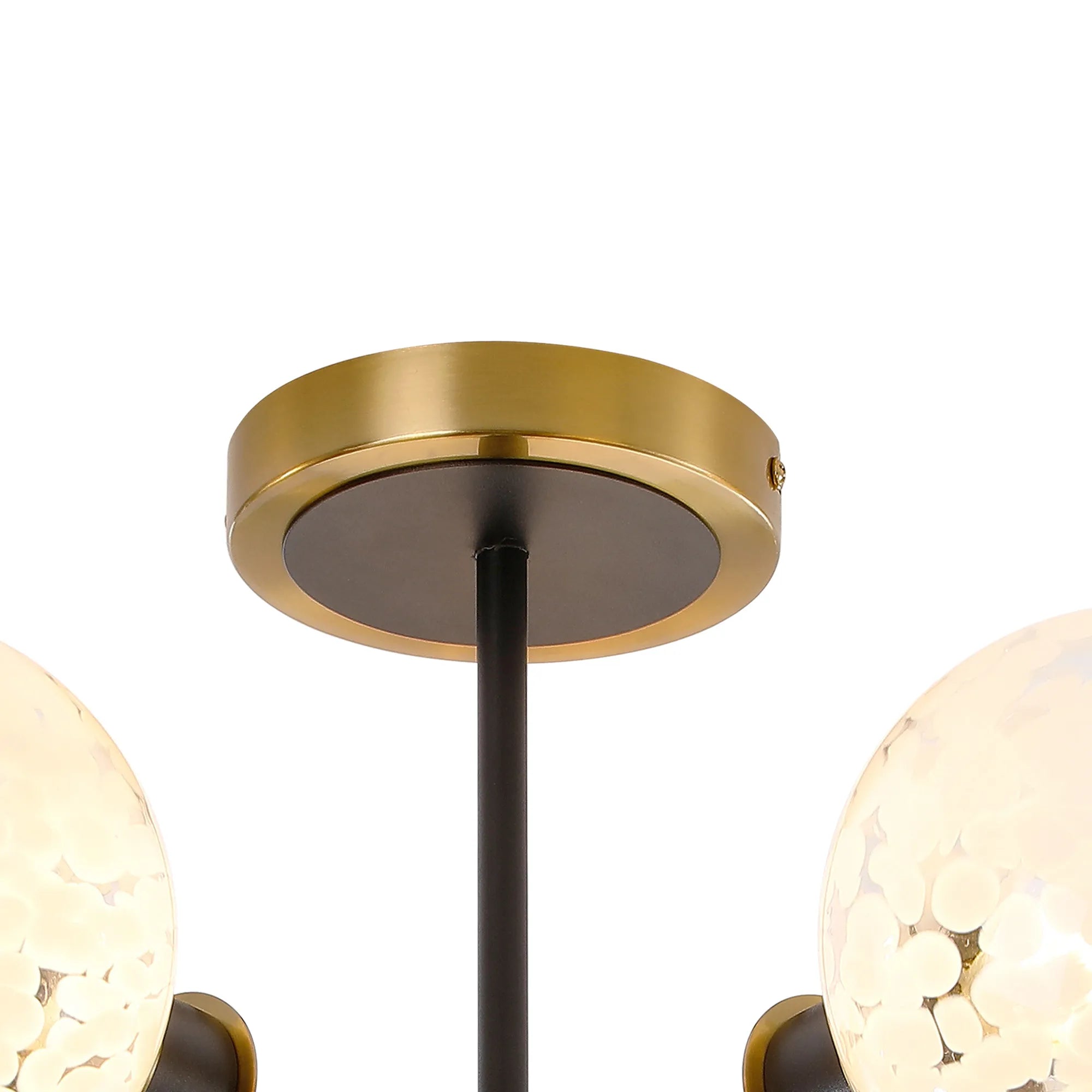 Sycamore Semi Ceiliing 5 Light with 15cm Round Speckled Glass Shade - Brass, White & Satin Black