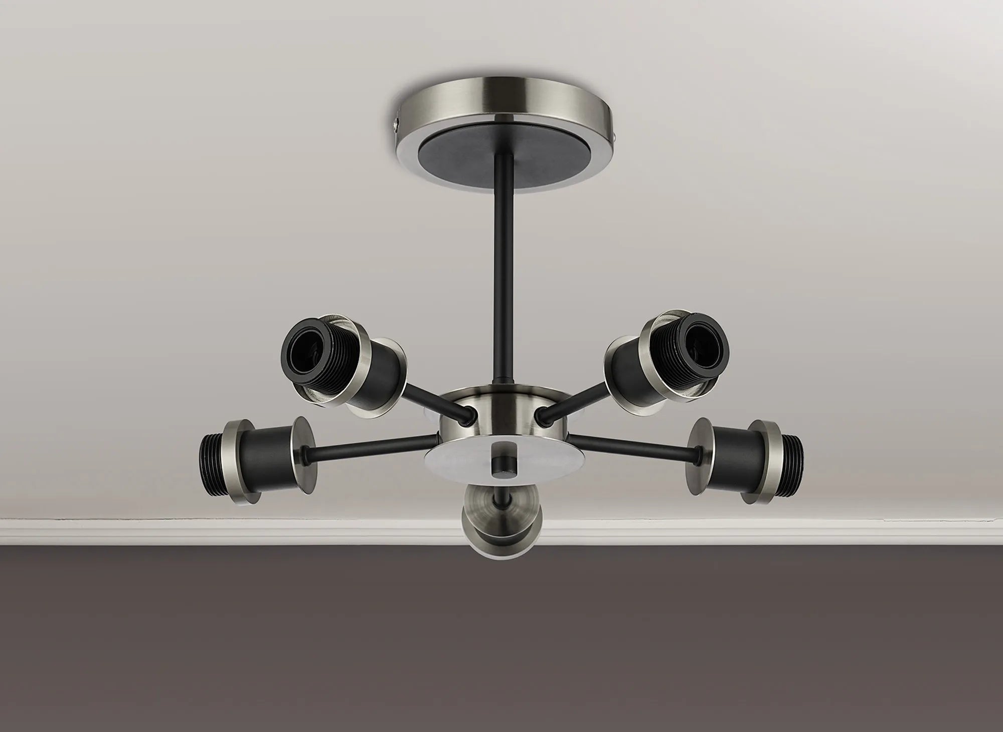 Sycamore Semi Ceiling 5 Light Satin Nickel & Satin Black