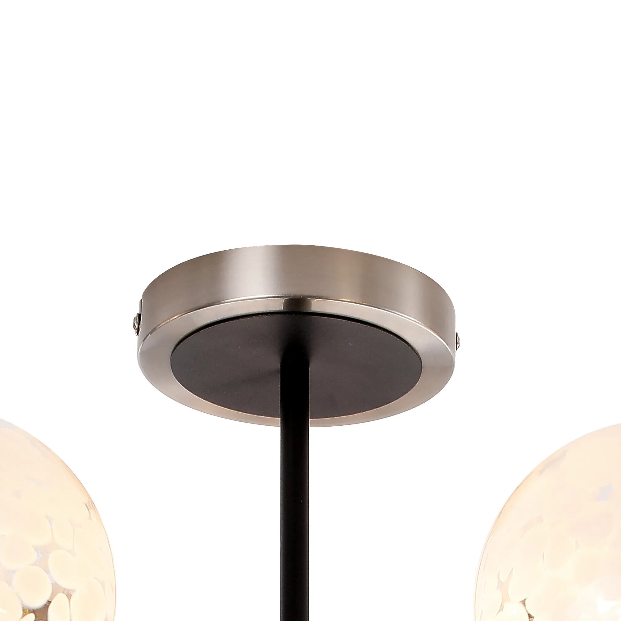 Sycamore Semi Ceiliing 5 Light with 15cm Round Speckled Glass Shade - Satin Nickel, White & Satin Black