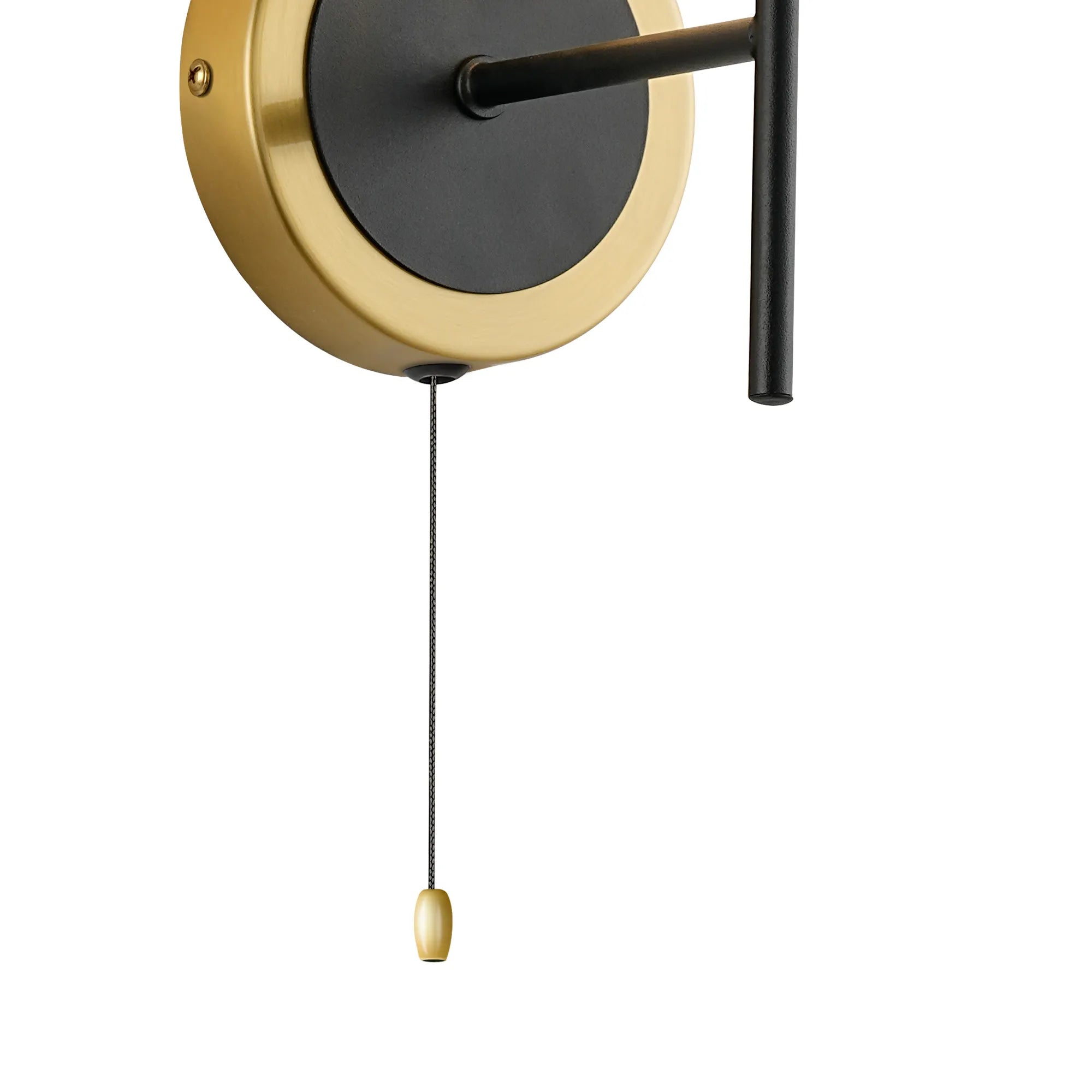 Sycamore Switched Wall Light with 15cm Round Textured Diamond Pattern Glass Shade - Brass, Clear & Satin Black