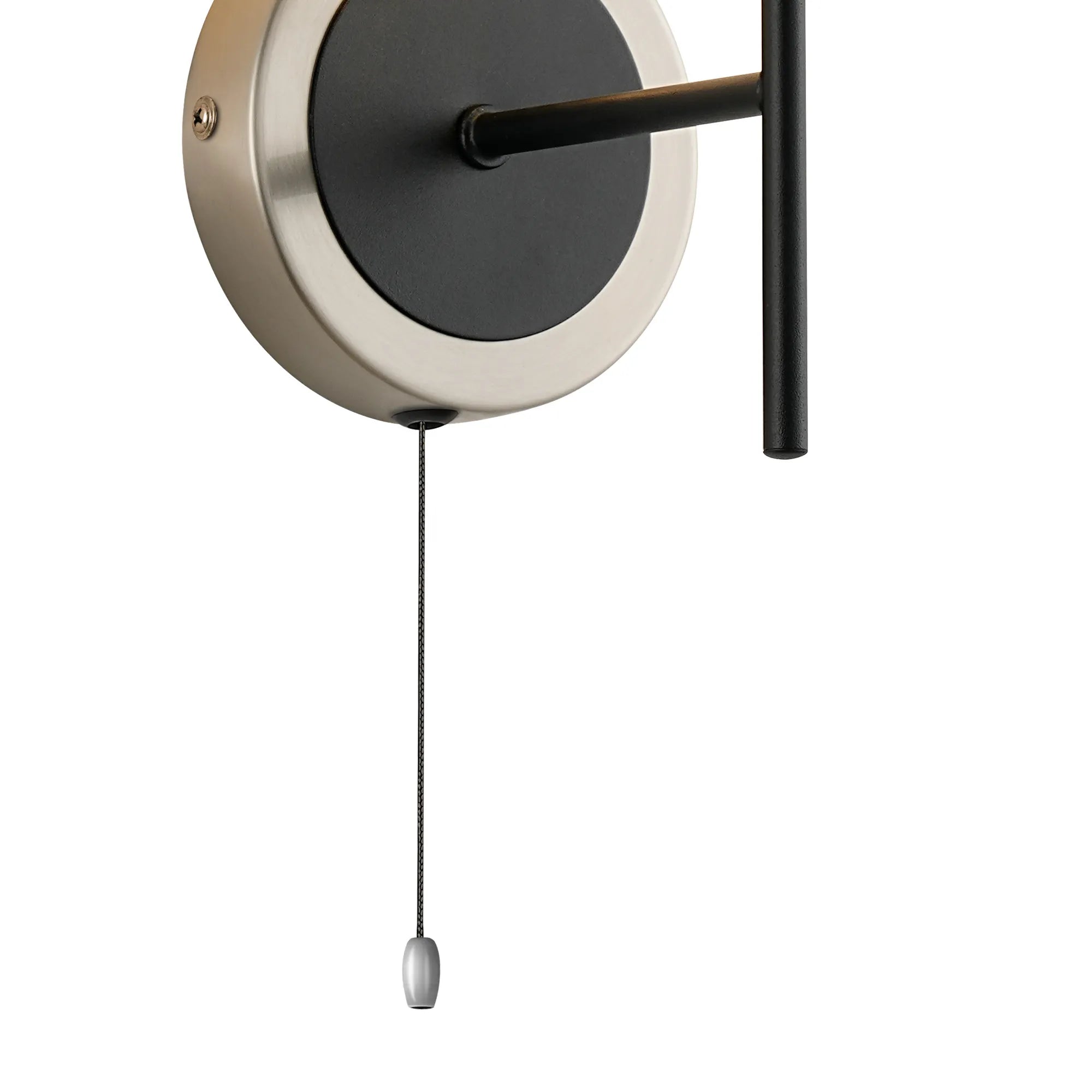 Sycamore Switched Wall Light with 15cm Round Textured Diamond Pattern Glass Shade - Satin Nickel, Clear & Satin Black