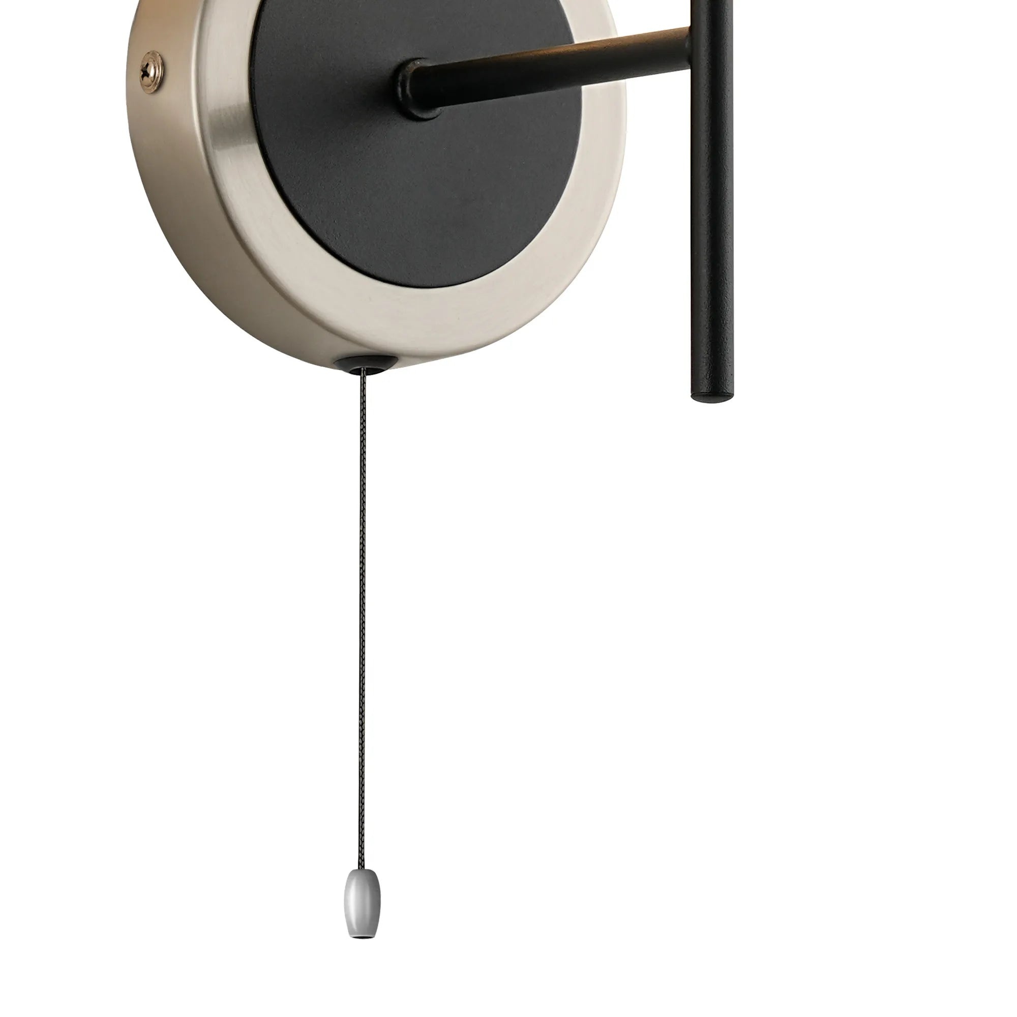 Sycamore Switched Wall Light with 15cm Round Segment Glass Shade - Satin Nickel, Clear & Satin Black