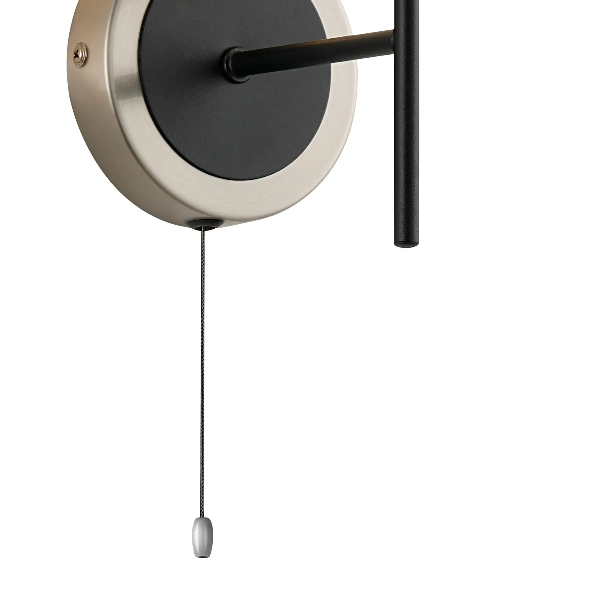 Sycamore Switched Wall Light with 15cm Round Segment Glass Shade - Satin Nickel, Smoke Plated & Satin Black