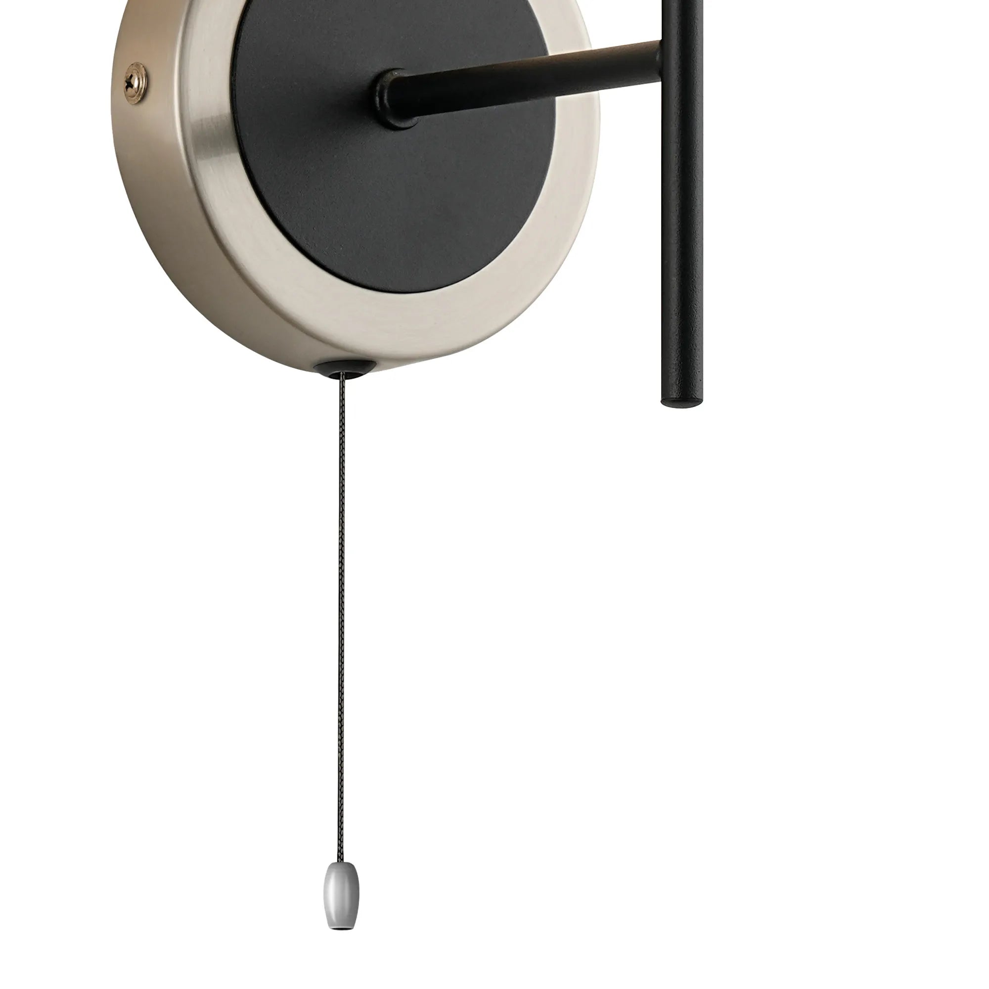 Sycamore Switched Wall Light with 15cm Round Speckled Glass Shade - Satin Nickel, White & Satin Black