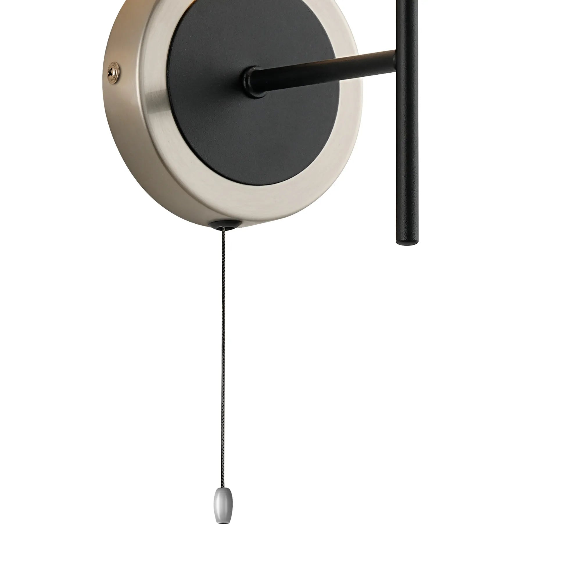 Sycamore Switched Wall Light IP44 with 15cm Round Double Textured Smooth & Ribbed Shade - Satin Nickel, Smoke Plated & Satin Black