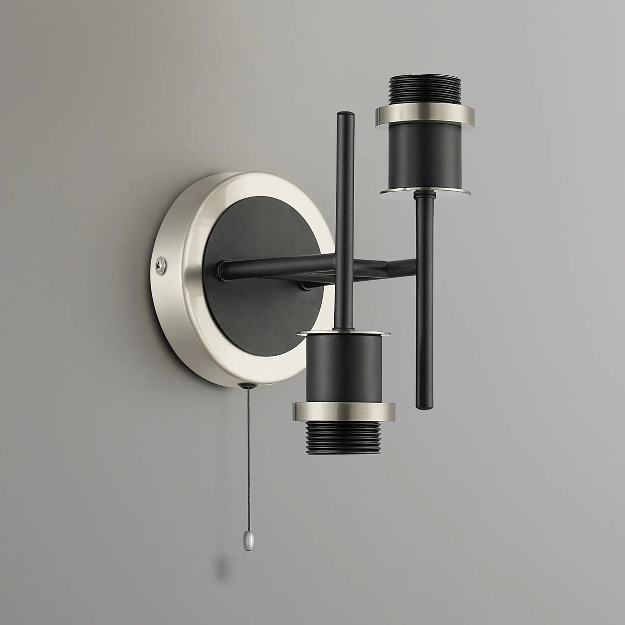 Sycamore Wall Light -Switched 2 Light - Satin Nickel & Satin Black