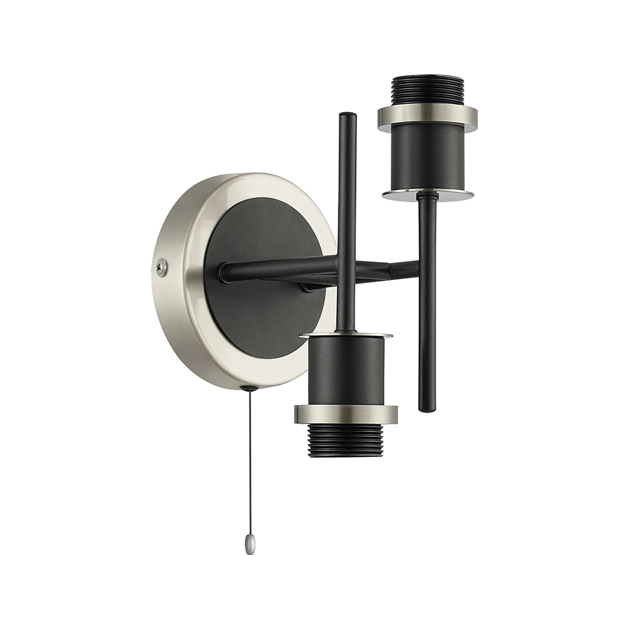 Sycamore Wall Light -Switched 2 Light - Satin Nickel & Satin Black