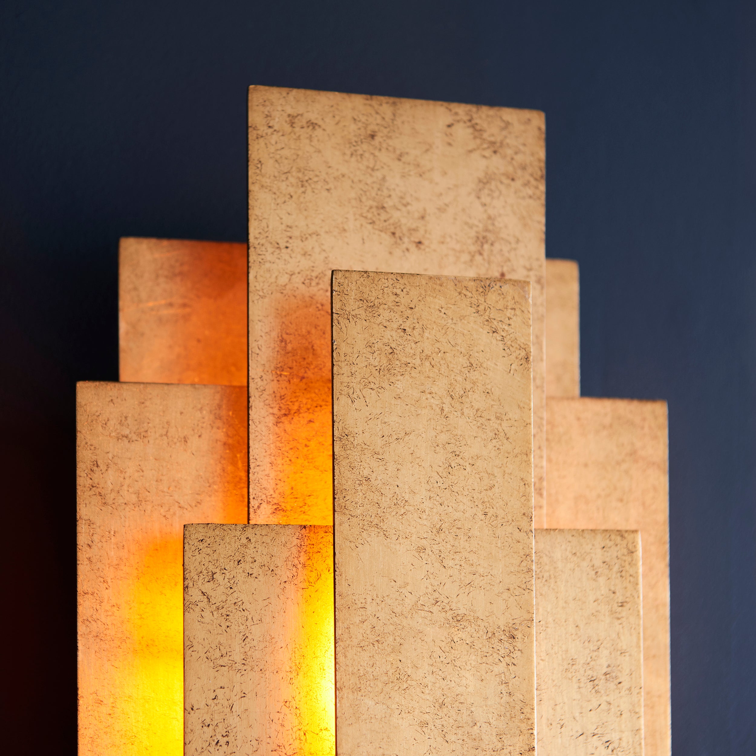 Utopia Overlay 2 Light Wall Light Twin Pack - Antique Gold Leaf