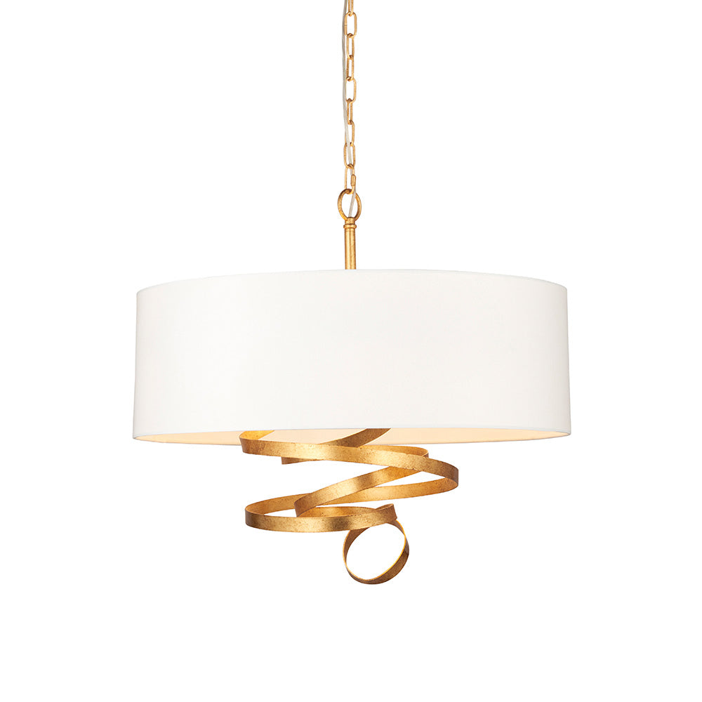 Utopia Swirl Pendant - Gold With Ivory Shade