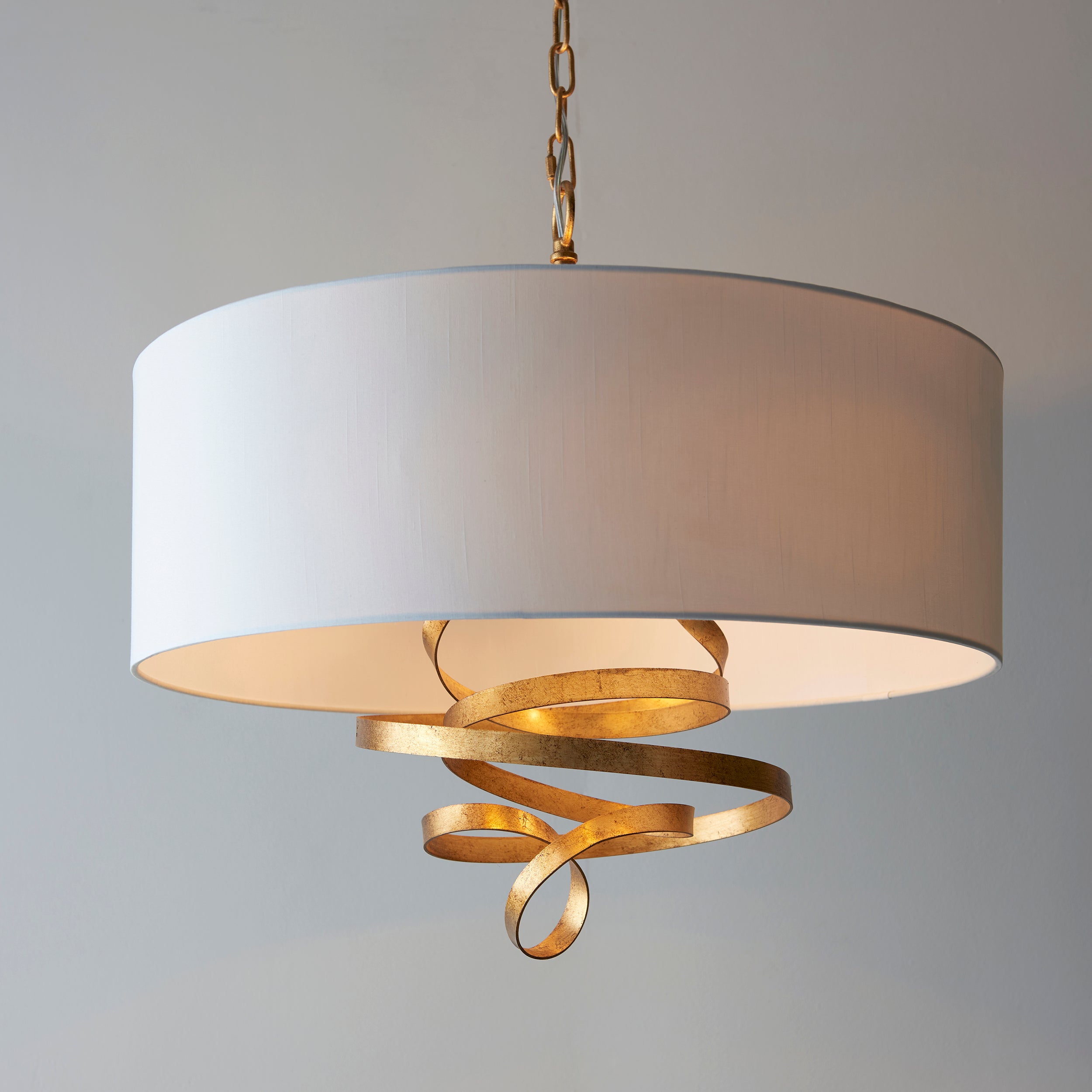 Utopia Swirl Pendant - Gold With Ivory Shade