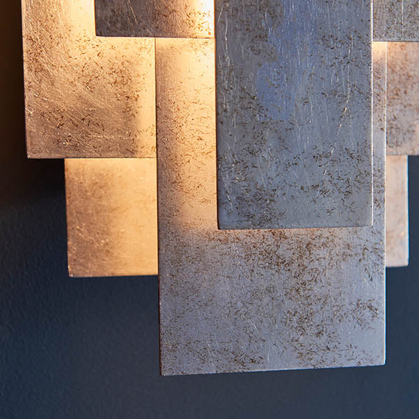 Utopia Overlay 2 Light Wall Light - Antique Silver Leaf