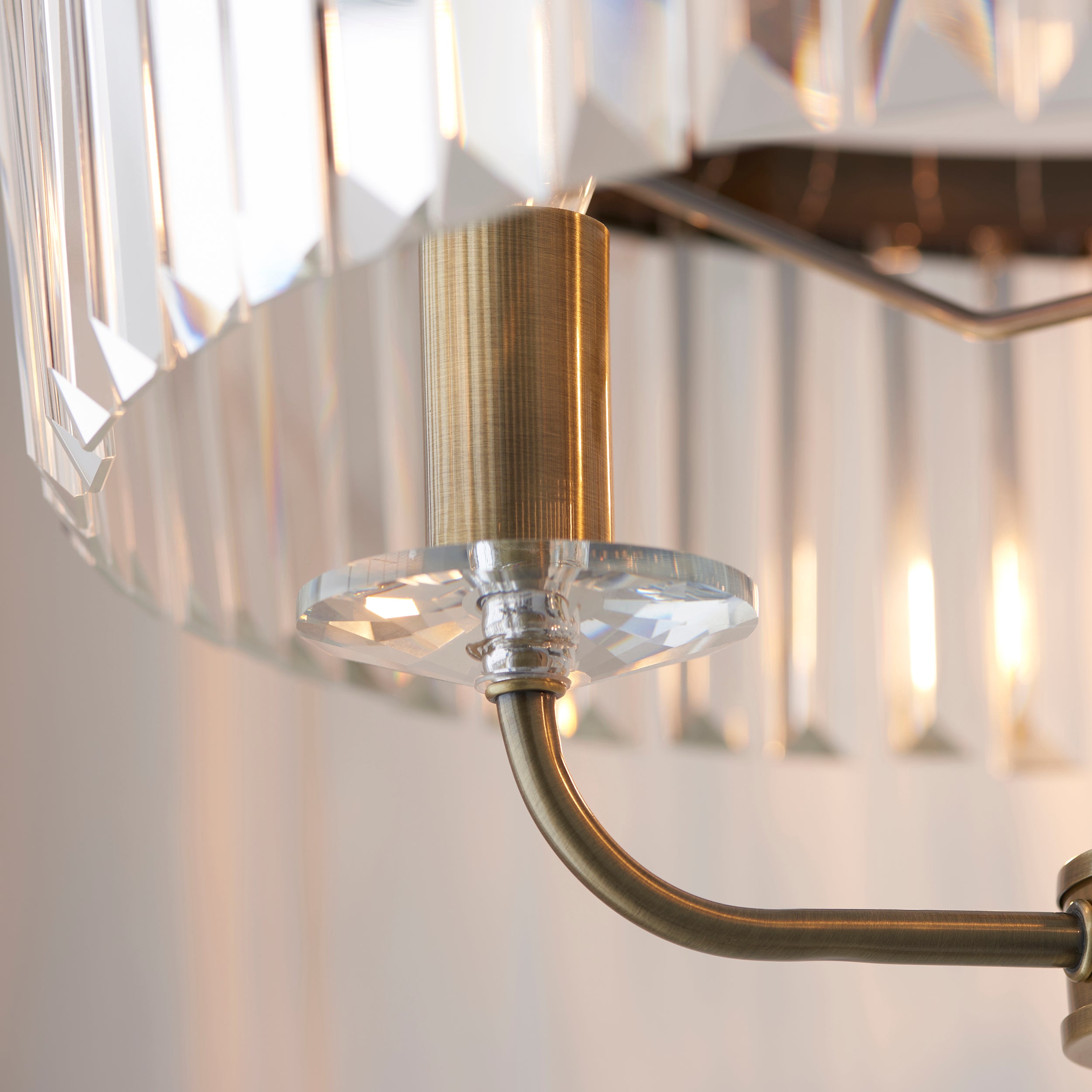 Utopia Martini 3 Light Floor Lamp - Antique Brass & Clear Cut Glass