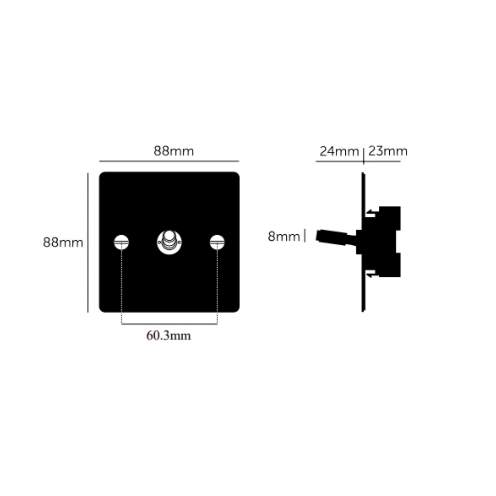 Buster + Punch 1G Toggle Switch 2-Way - Brass Plate & Cross Knurl Pattern