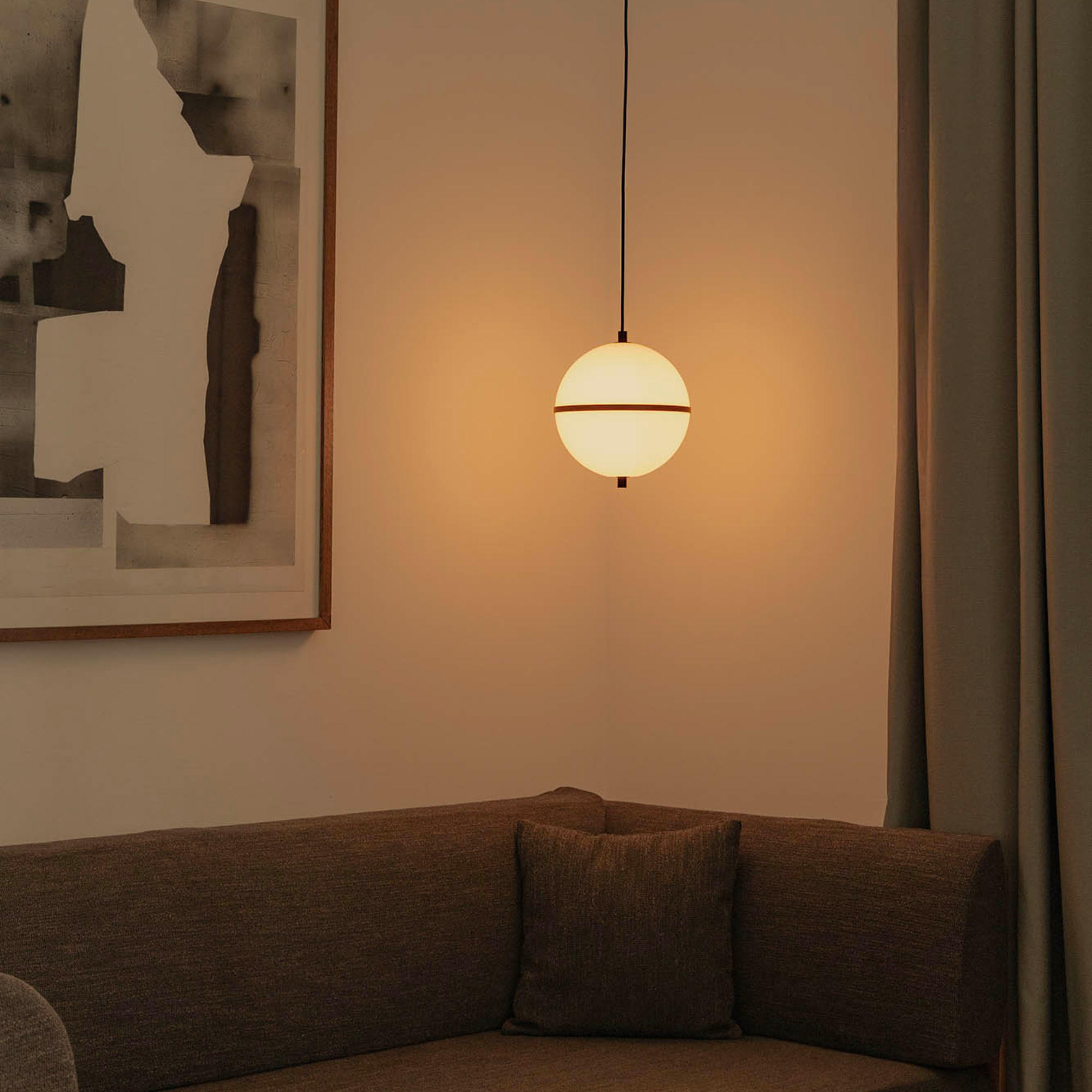 Faro DOME Small Ceiling Pendant Lamp - Satin Black & Gloss White