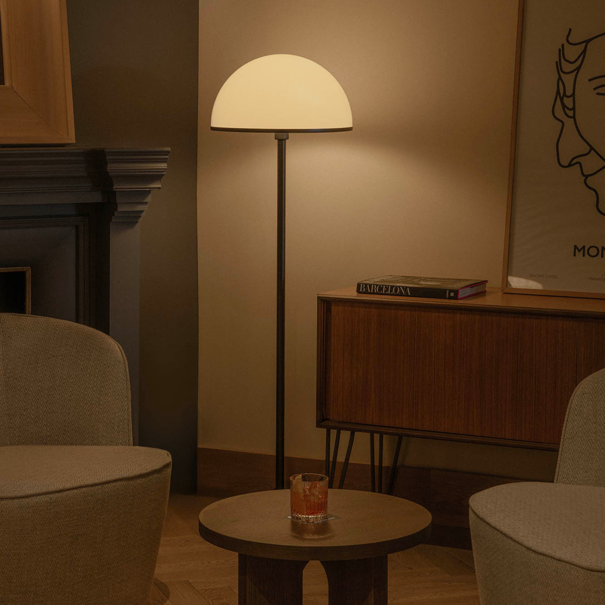 Faro DOME Floor Lamp - Satin Black & Gloss White