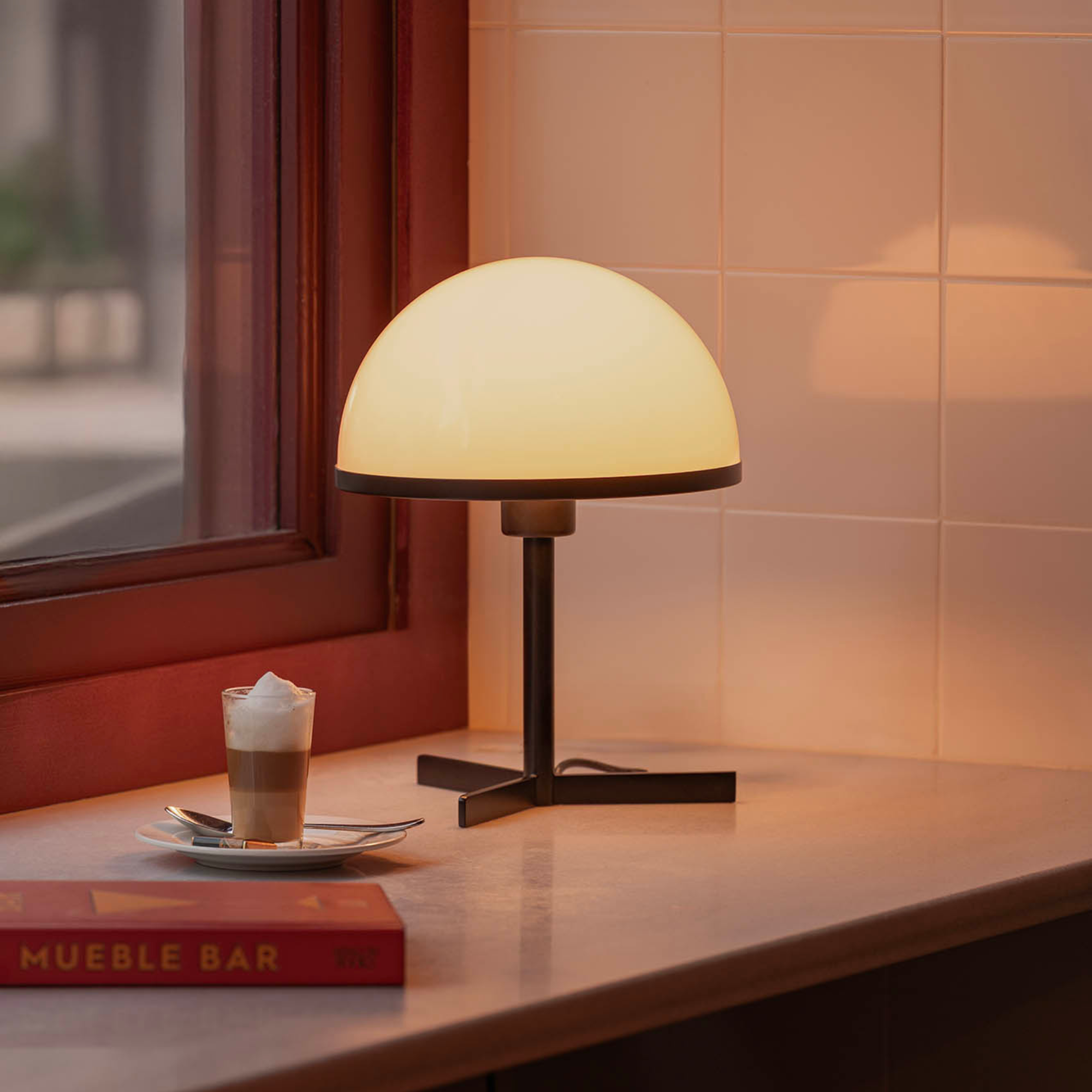 Faro DOME Small Table Lamp - Satin Black & Gloss White