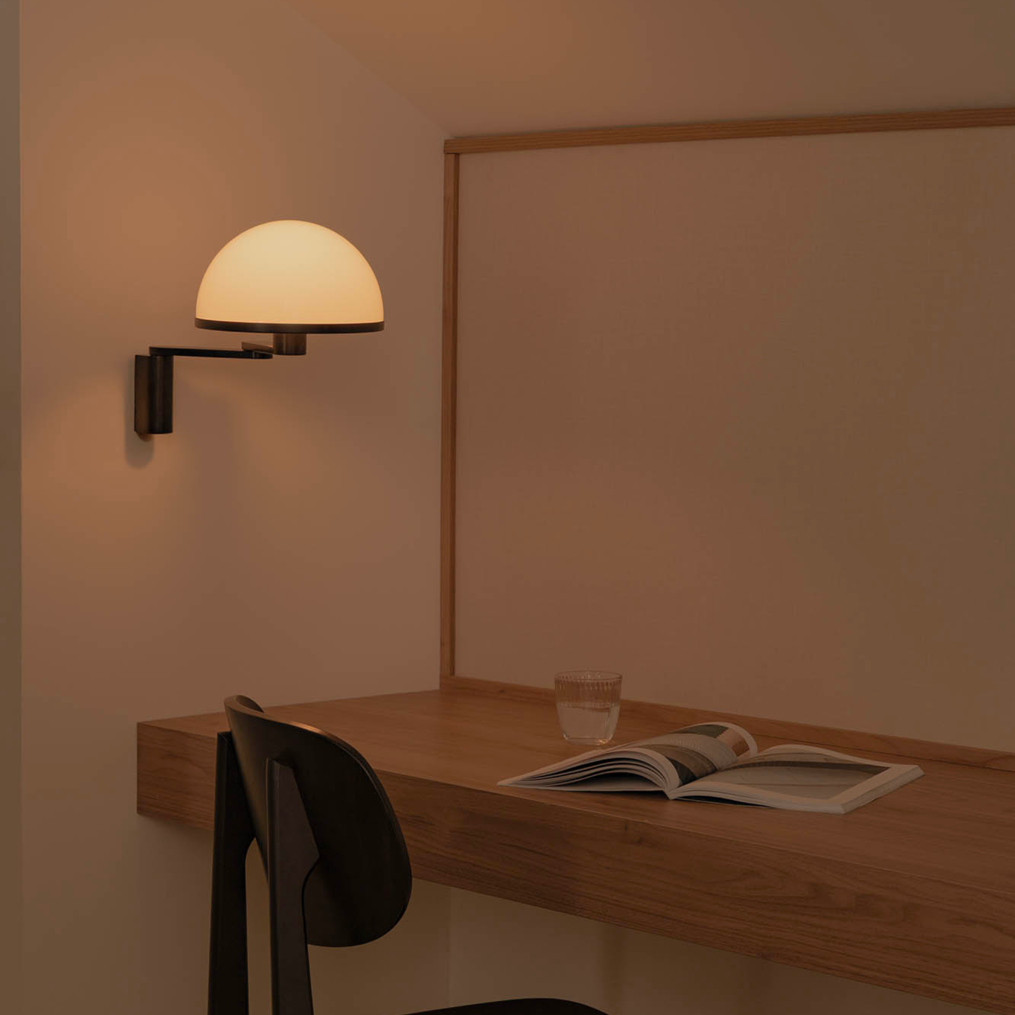 Faro DOME Wall Lamp & Adjustable Arm - Satin Black & Gloss White