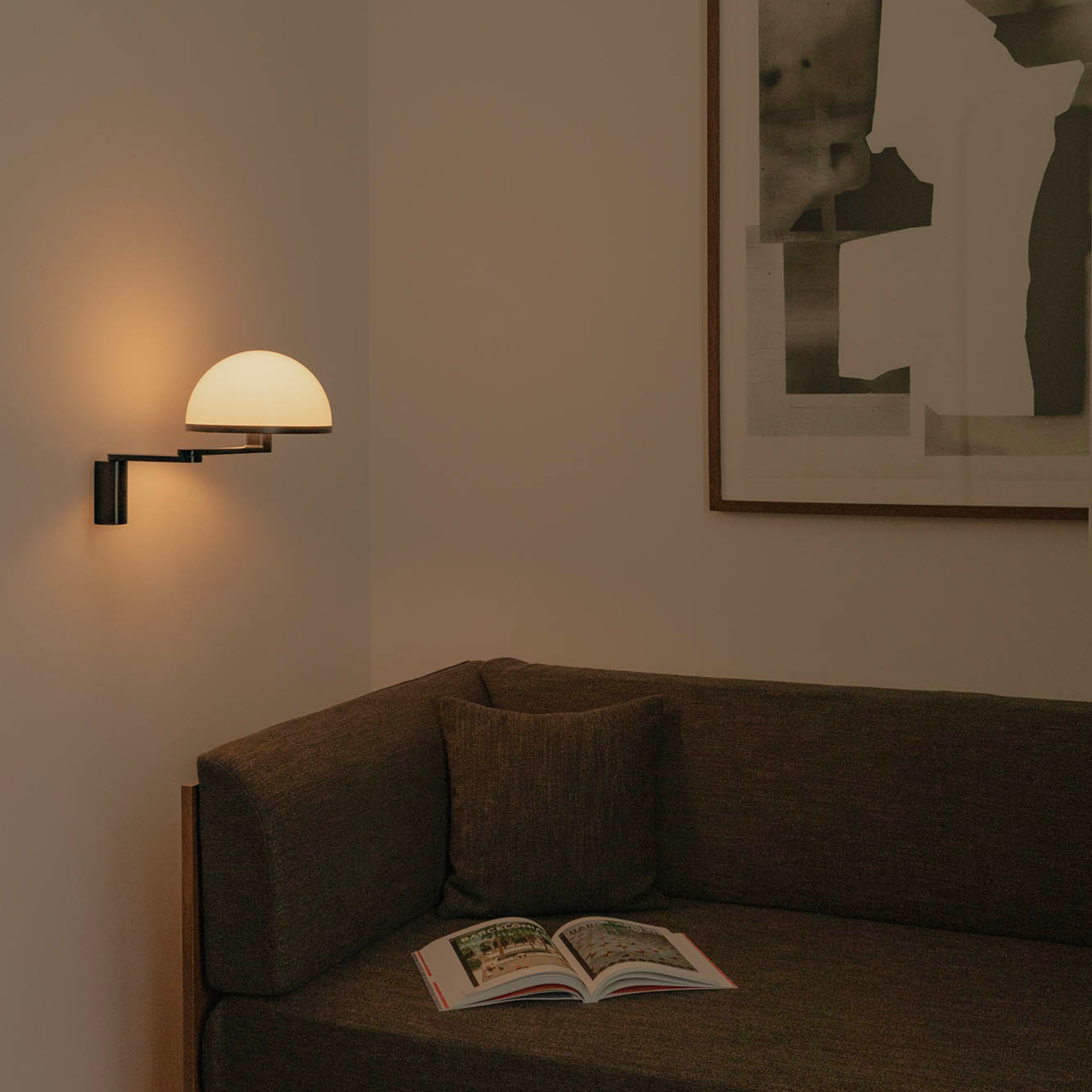 Faro DOME Wall Lamp & Adjustable Arm - Satin Black & Gloss White