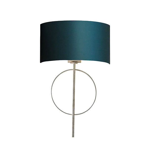 Utopia Interlink Wall Light - Antique Silver Leaf With Teal Shade