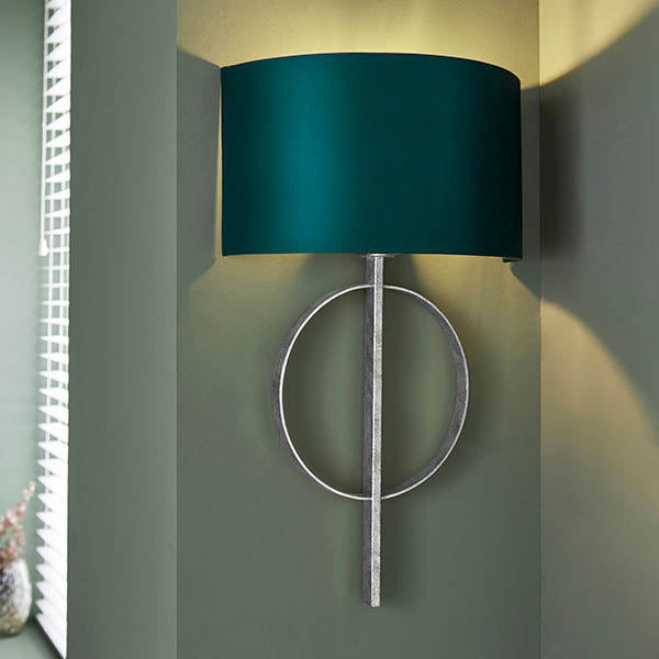 Utopia Interlink Wall Light - Antique Silver Leaf With Teal Shade