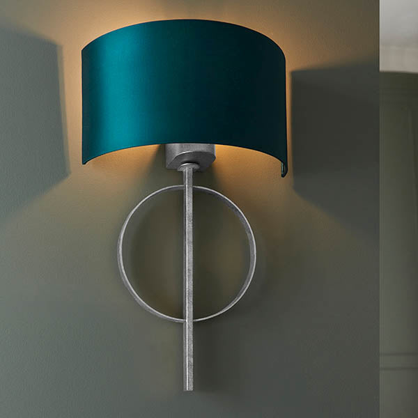 Utopia Interlink Wall Light - Antique Silver Leaf With Teal Shade