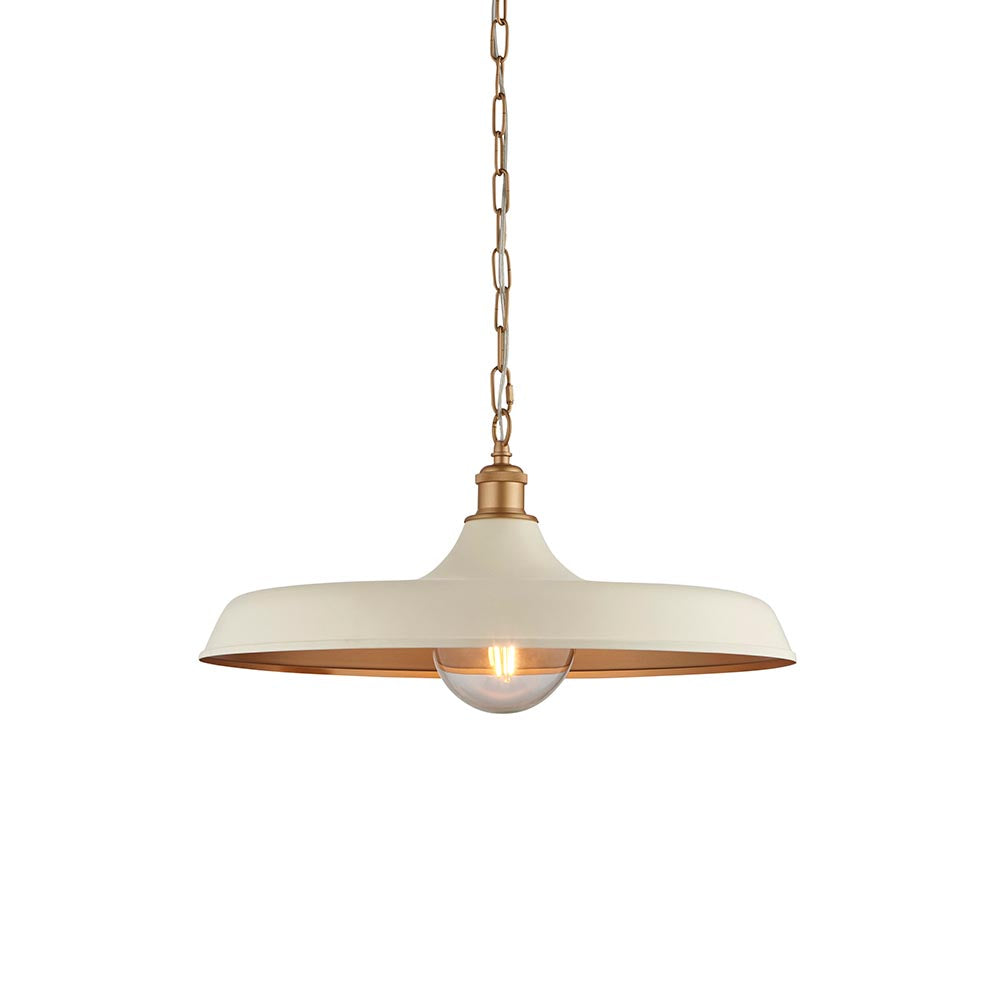 Utopia Vogue Mid Century Single Pendant Light - Matt Warm White & Satin Gold