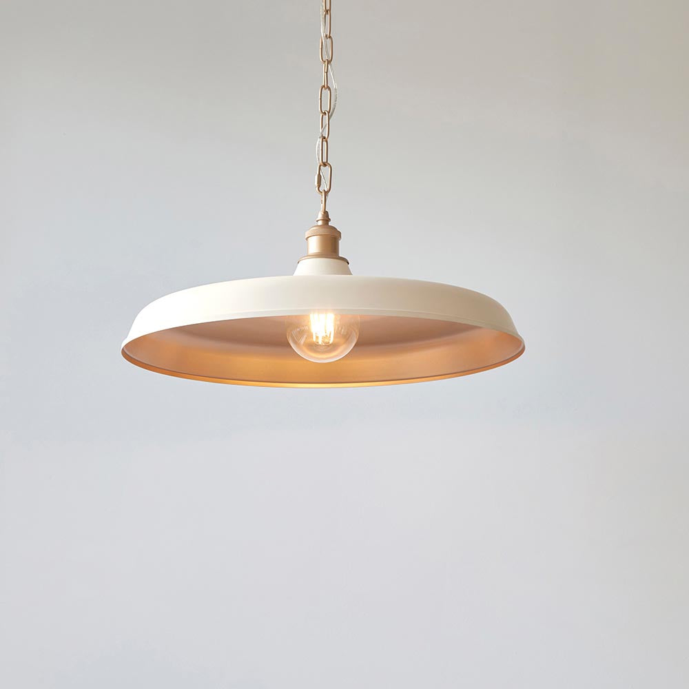 Utopia Vogue Mid Century Single Pendant Light - Matt Warm White & Satin Gold