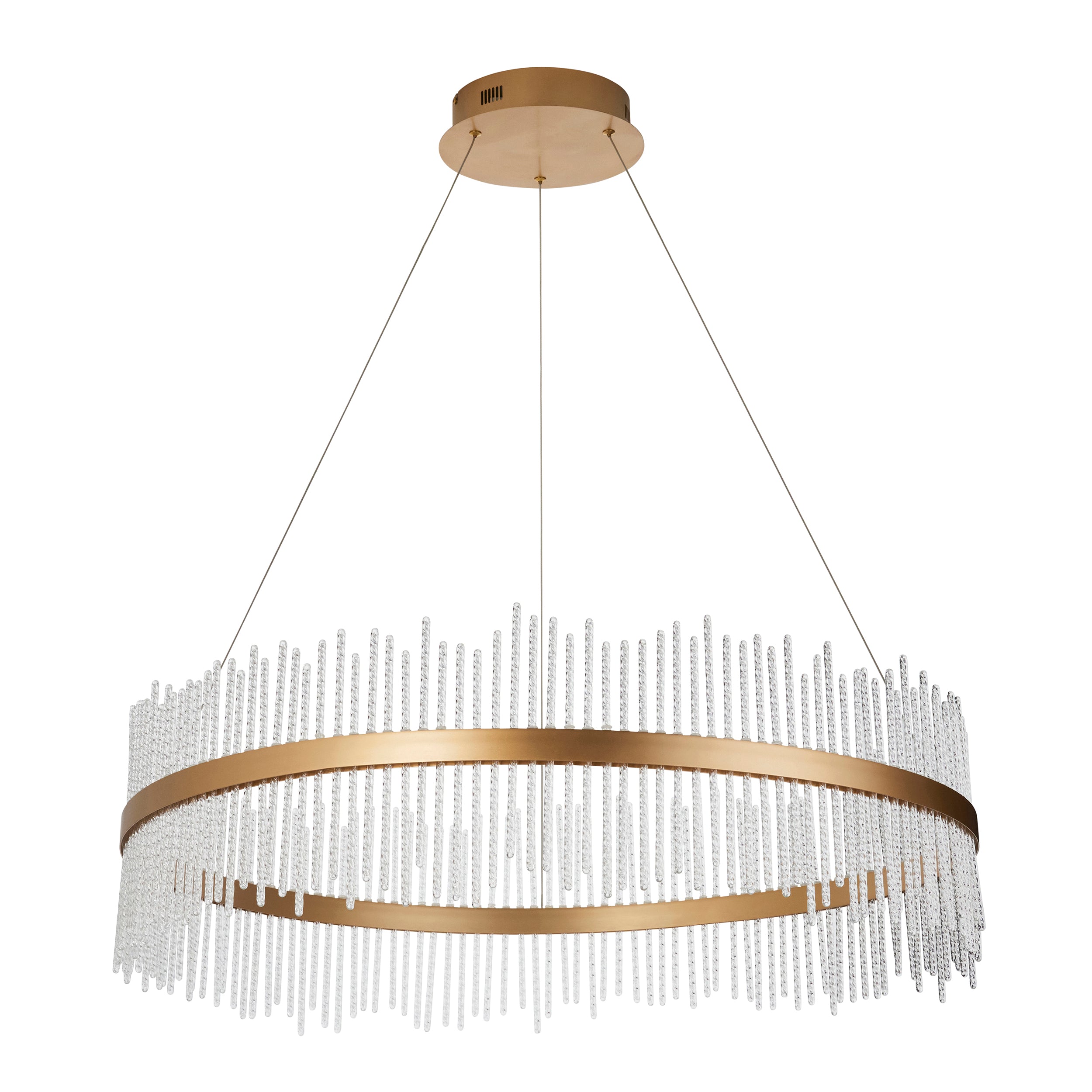 Utopia Twist Grand Pendant - Brushed Gold Plate & Clear Glass - 89cm Diameter
