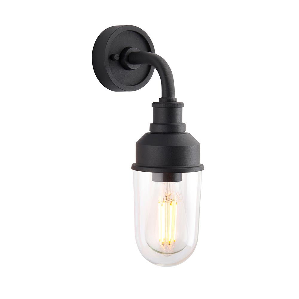Utopia View Single Wall Light - Textured Black & Clear Glass