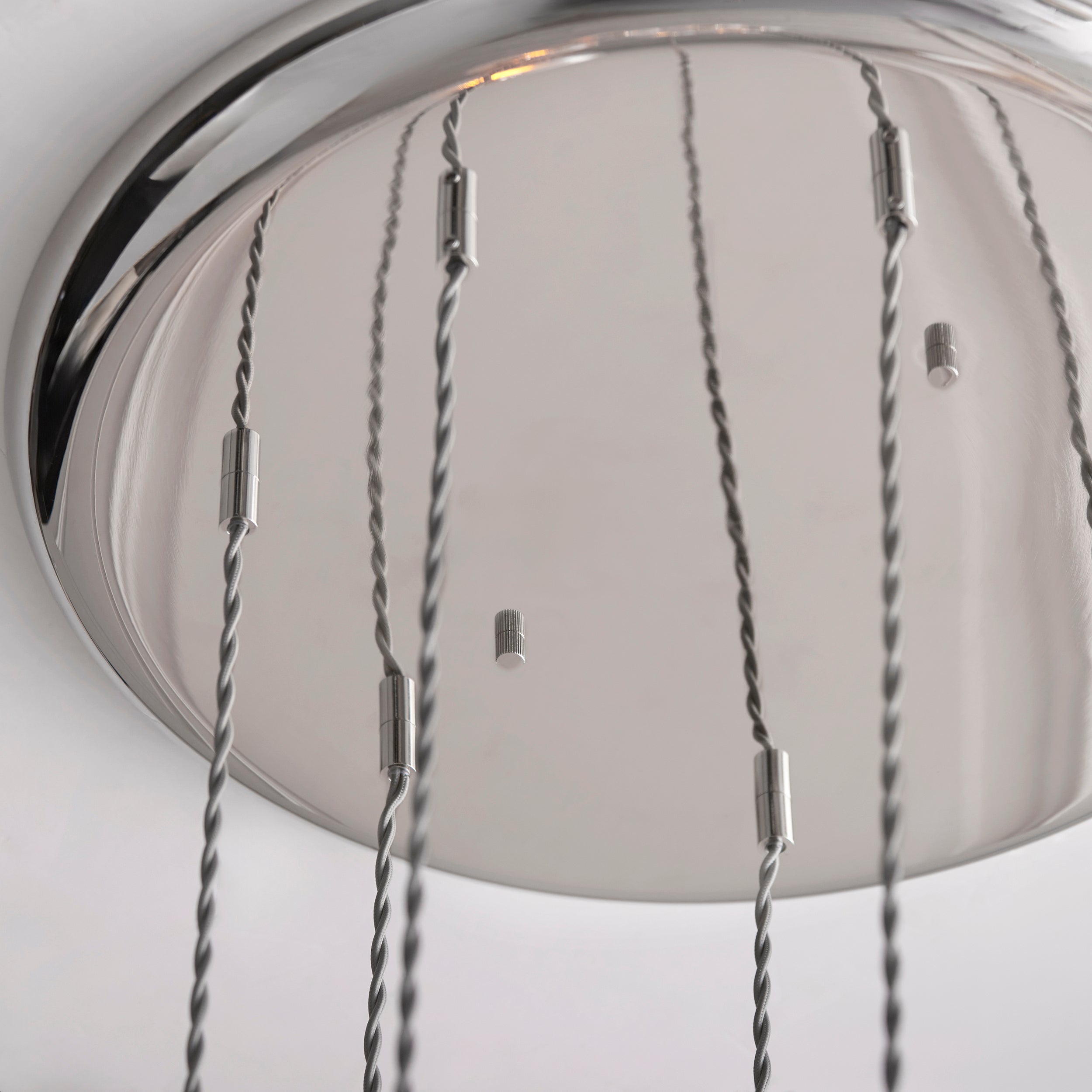 Utopia Finesse 7 Light Cascade Ceiling Pendant - Bright Nickel & Clear Glass