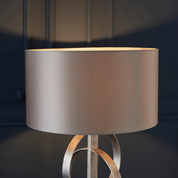 Utopia Interlink Table Lamp - Antique Silver Leaf With Mink Shade
