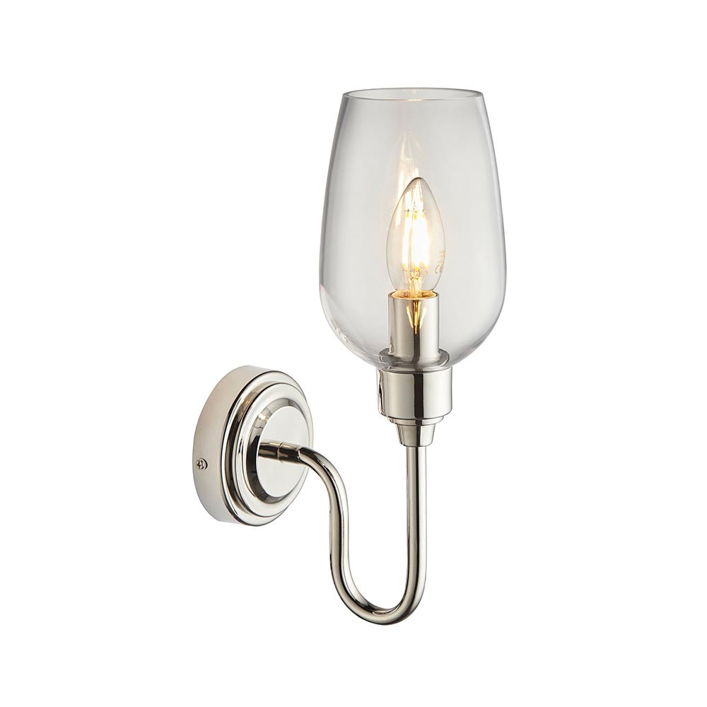 Utopia Walton Single Wall Light - Bright Nickel Plate & Clear Glass