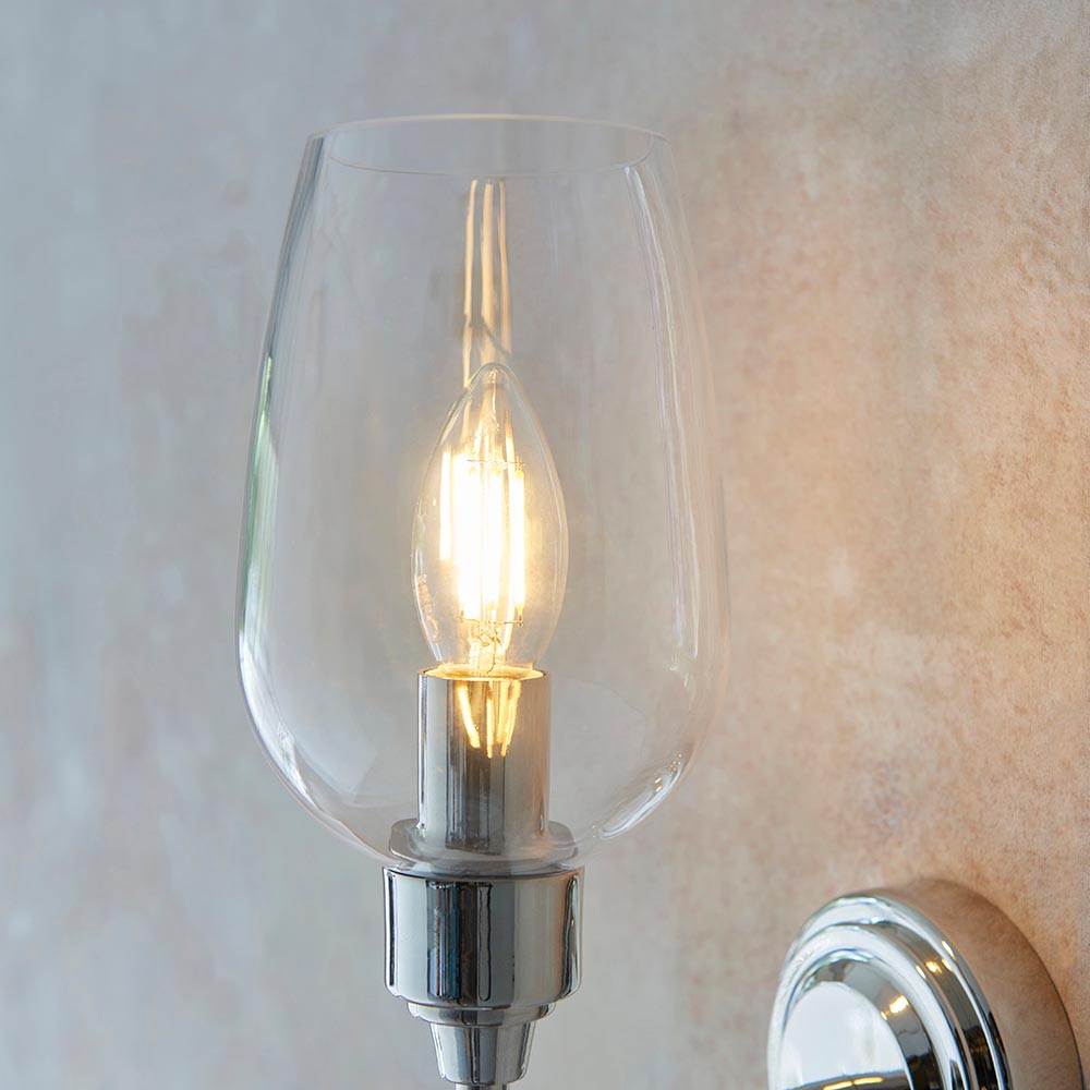 Utopia Walton Single Wall Light - Bright Nickel Plate & Clear Glass