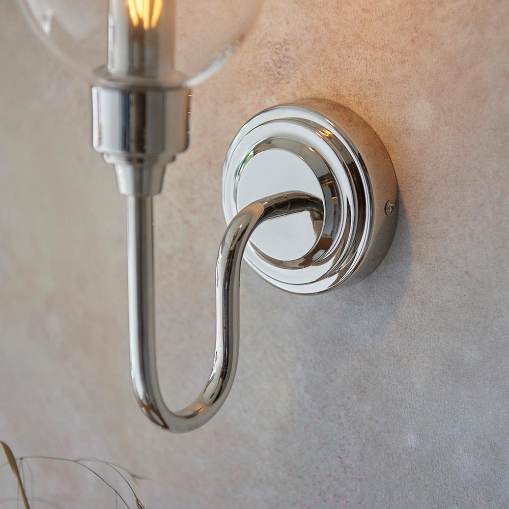 Utopia Walton Single Wall Light - Bright Nickel Plate & Clear Glass