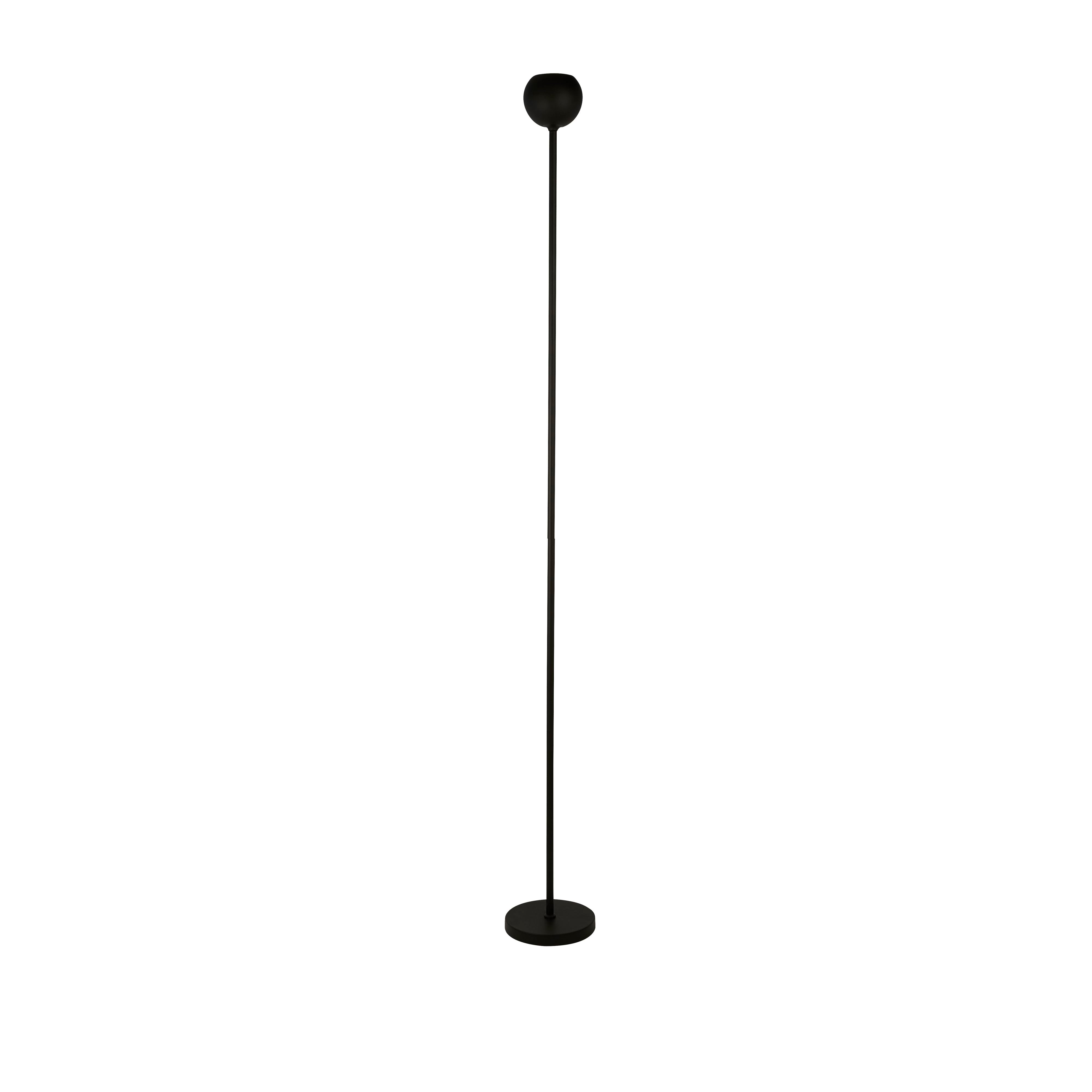 Searchlight Eindhoven Floor Lamp in sand black, full length view on a plain white background showing the round base and slim steel pole