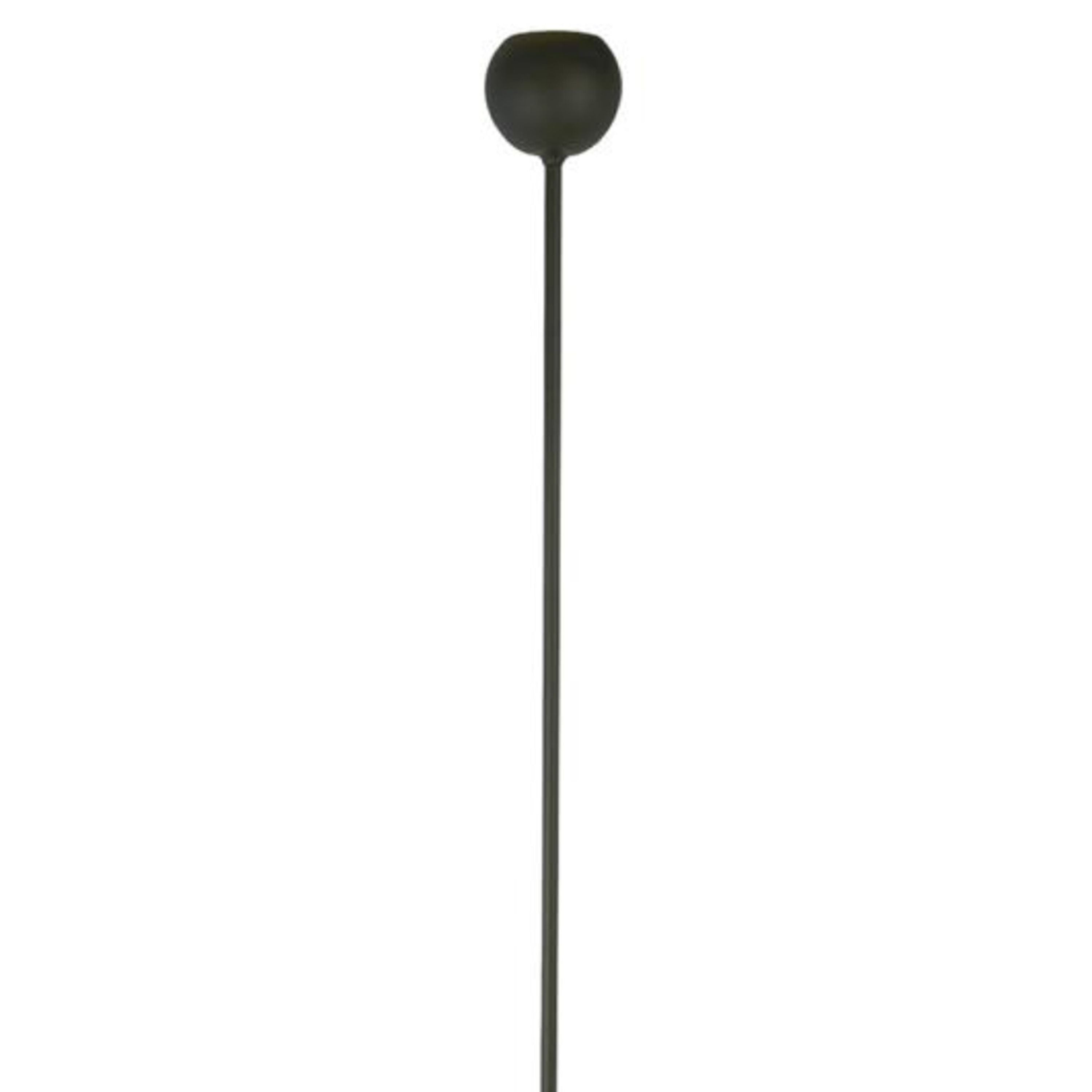 Close up of the small round shade at the top of the Searchlight Eindhoven Floor Lamp in sand black