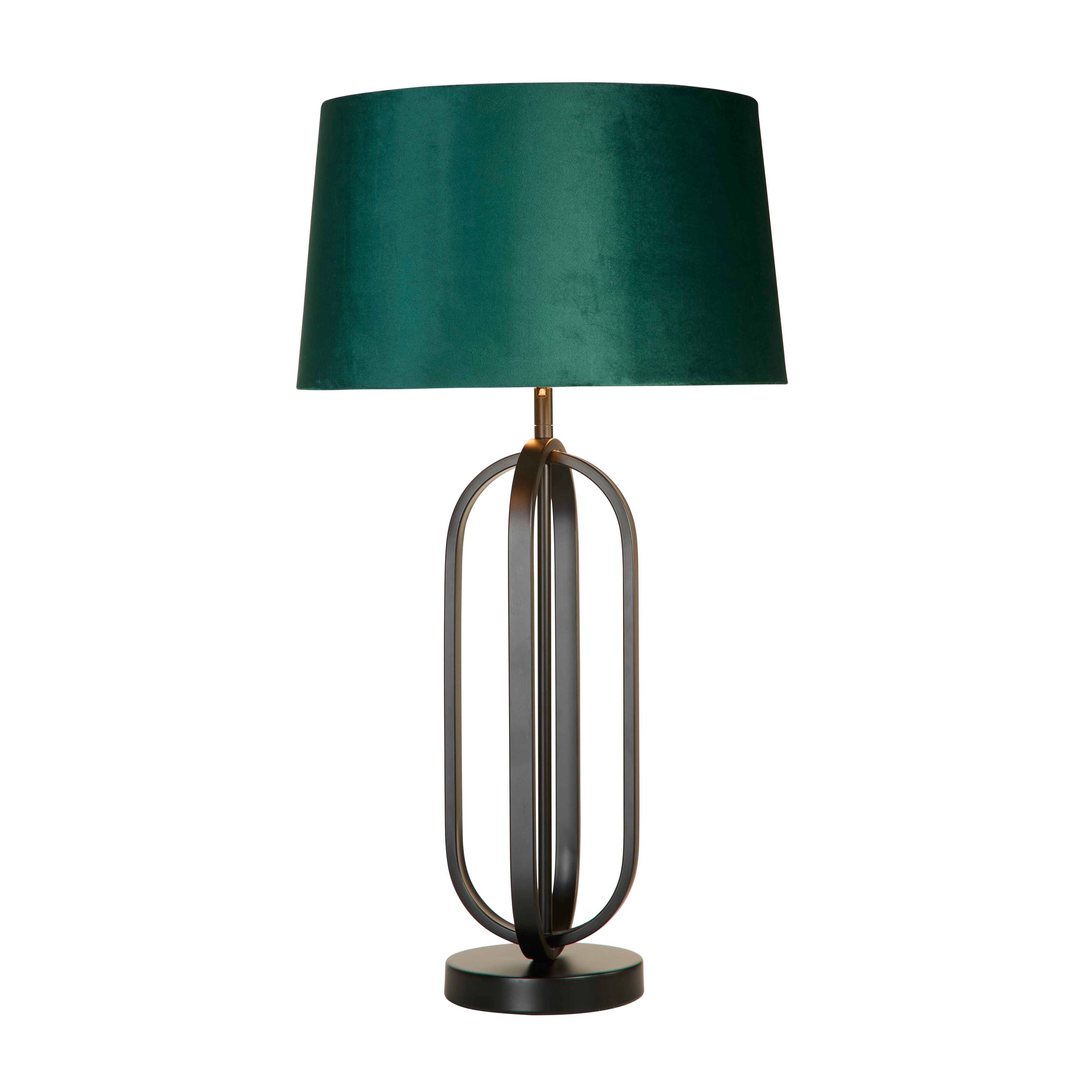 Searchlight Chic Table Lamp - Black with Emerald Shade