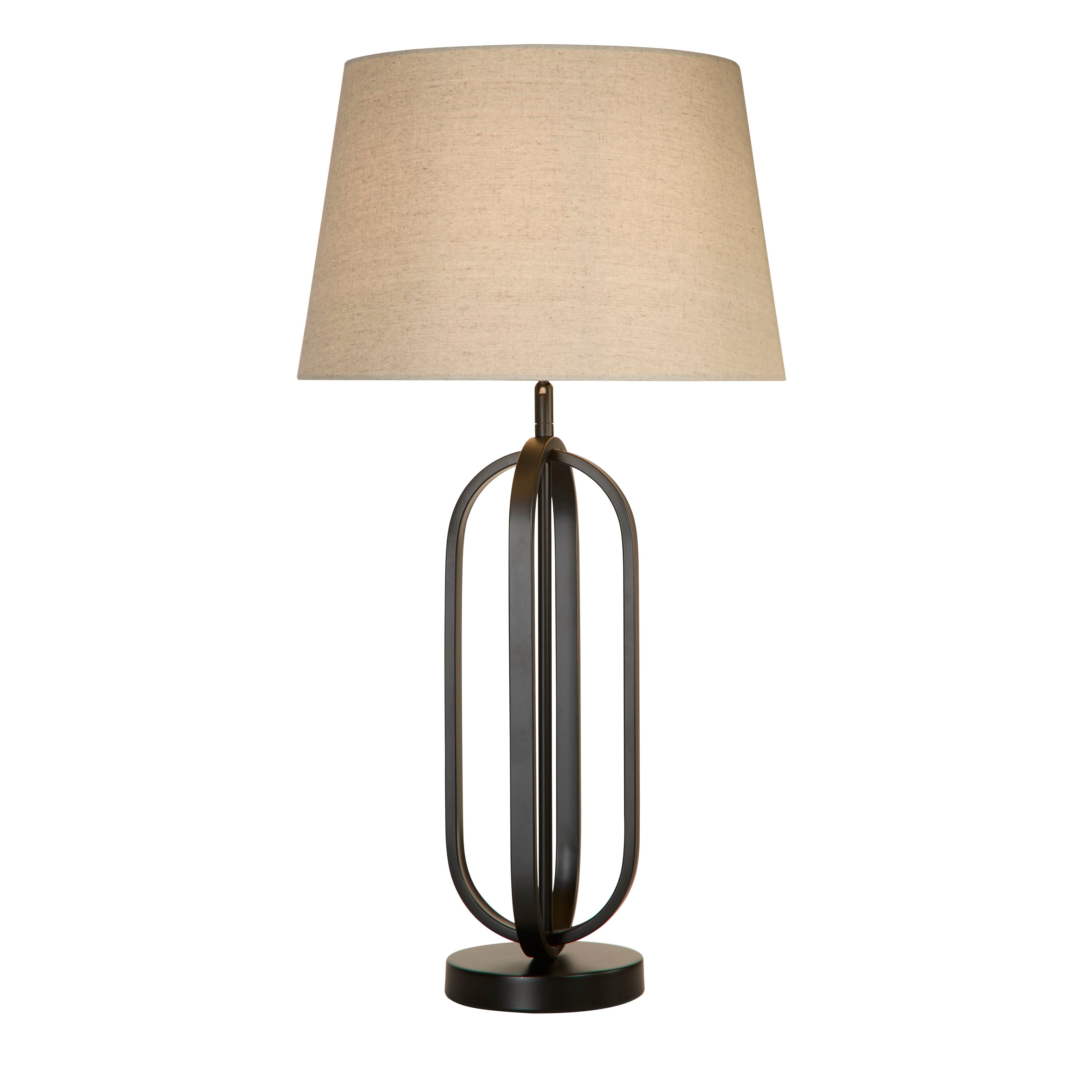 Searchlight Chic Table Lamp - Black with Natural Shade