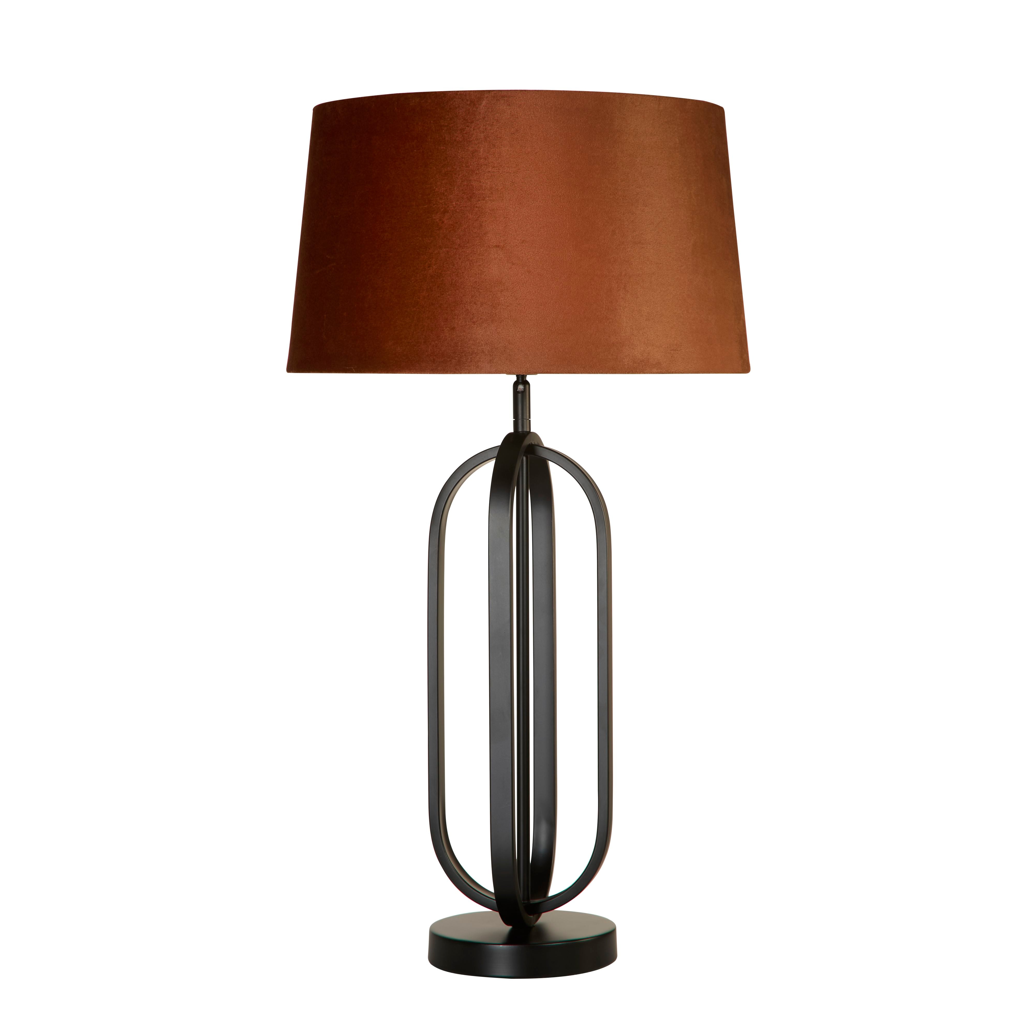 Searchlight Chic Table Lamp - Black with Burnt Orange Shade - view 2