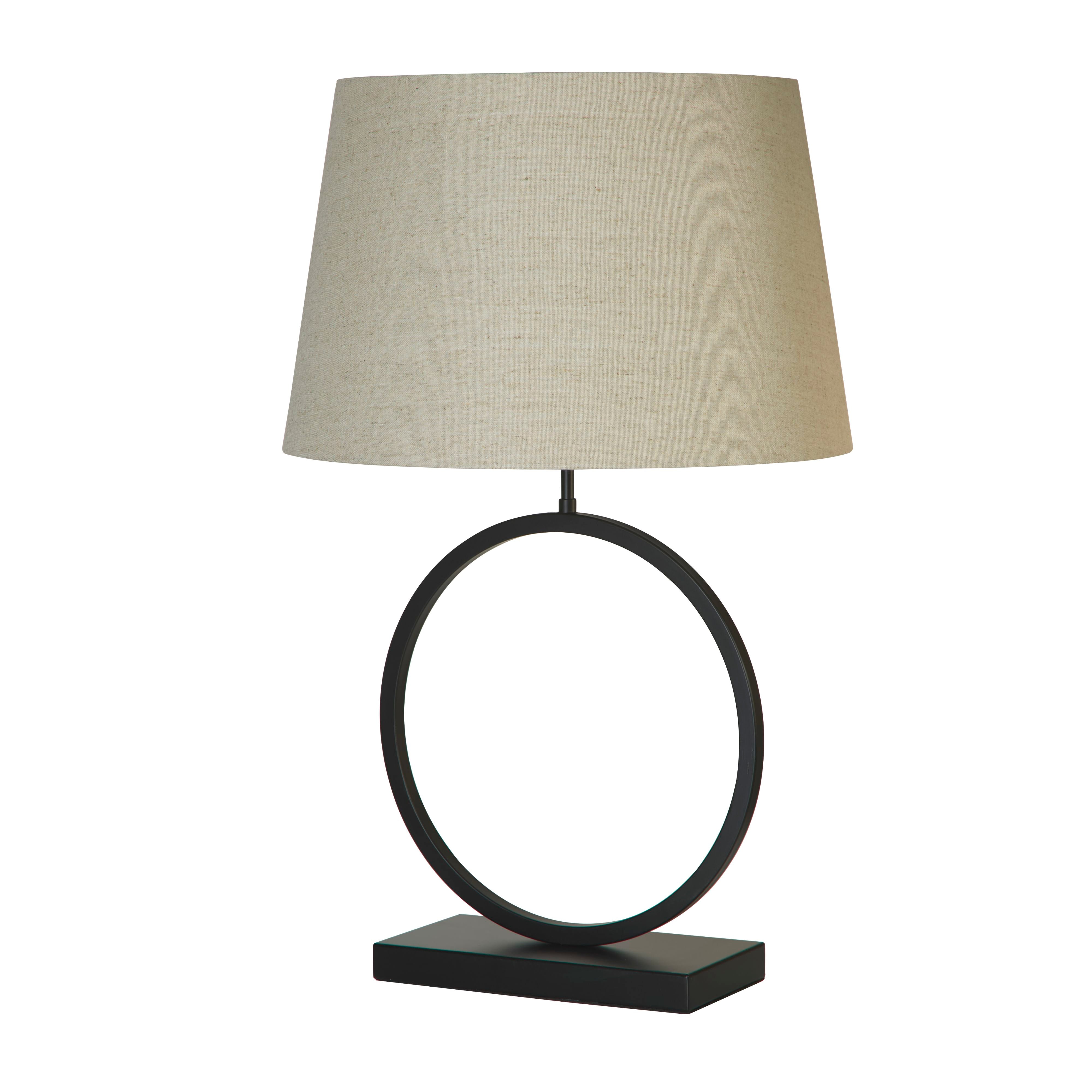 Searchlight Elegant Table Lamp - Matt Black With Natural Shade - view 2