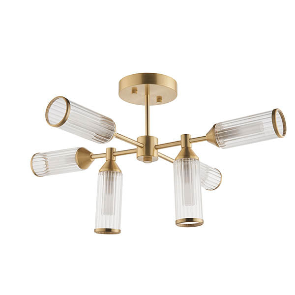 Utopia Matrix 6 Light Semi Flush Pendant - Satin Brass - 59cm Diameter