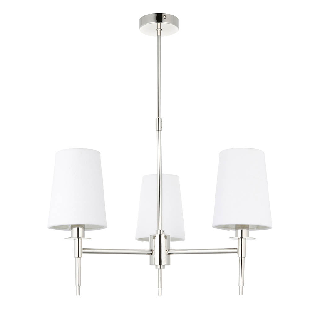 Utopia Eton 3 Light Multi Arm Pendant - Bright Nickel & Tapered Shades