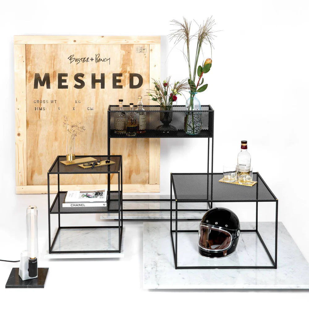 Buster + Punch Meshed Planter - Matt Black Steel