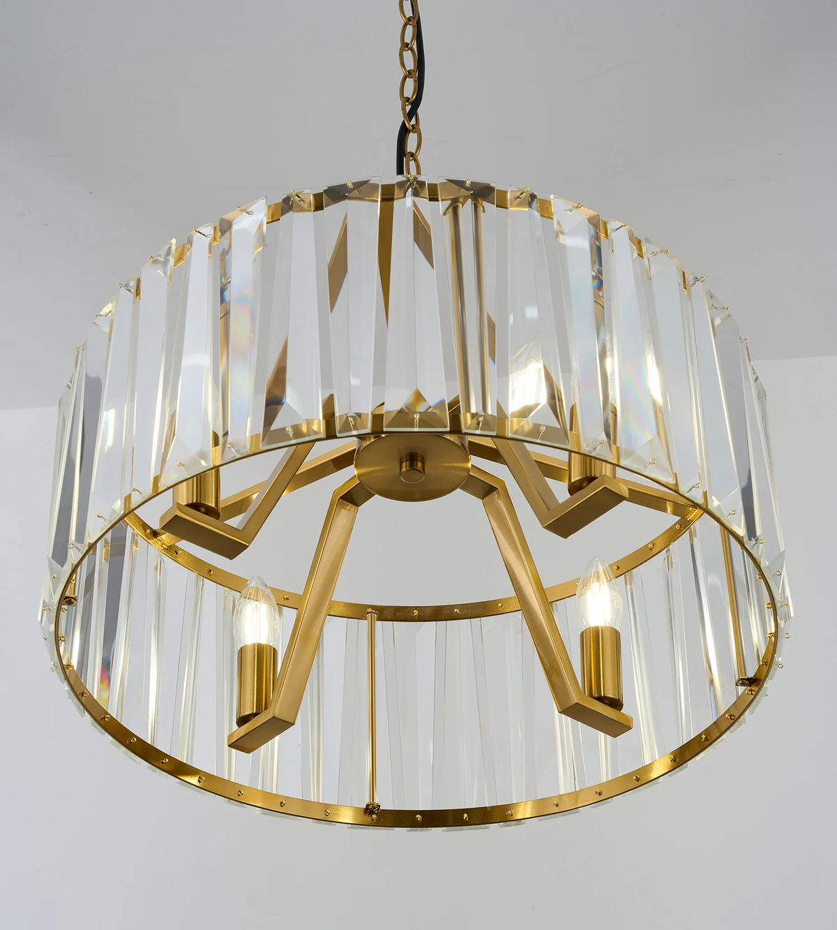 Fabula Barton Crystal Hoop Chandelier – Brass & Clear