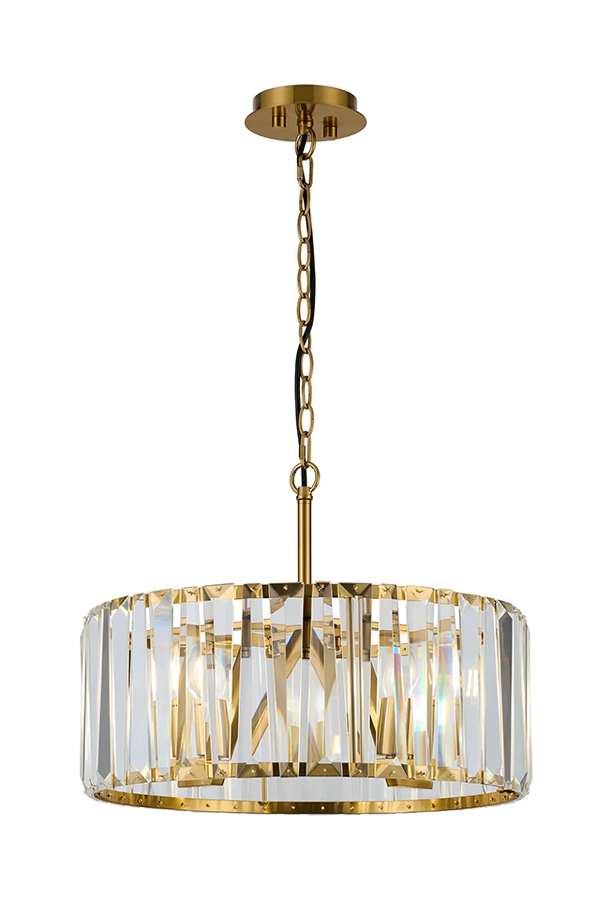 Fabula Barton Crystal Hoop Chandelier – Brass & Clear 50 cm